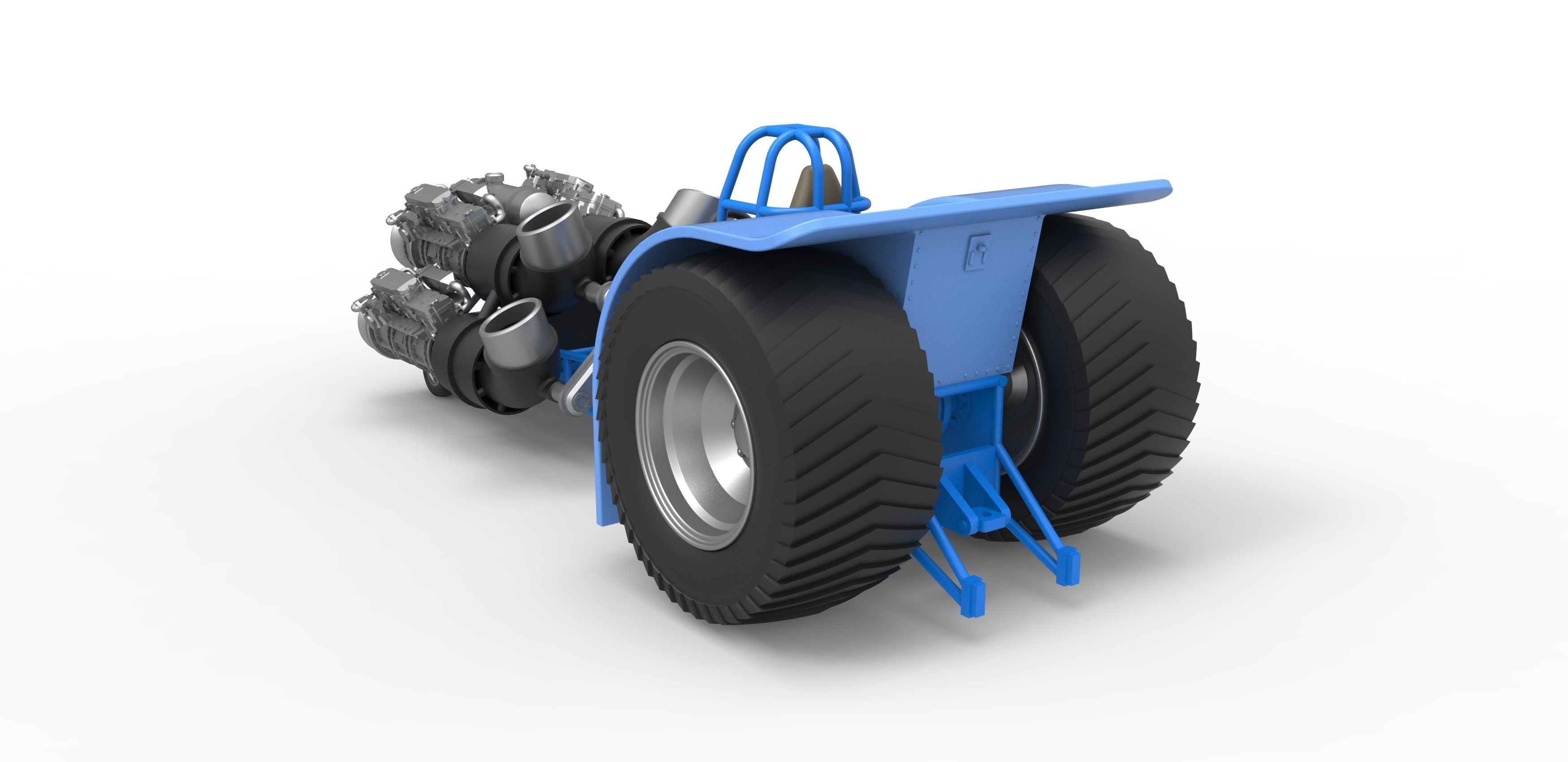 Pulling tractor with 4 jet engines Scale 1 to 25 3D print model_12