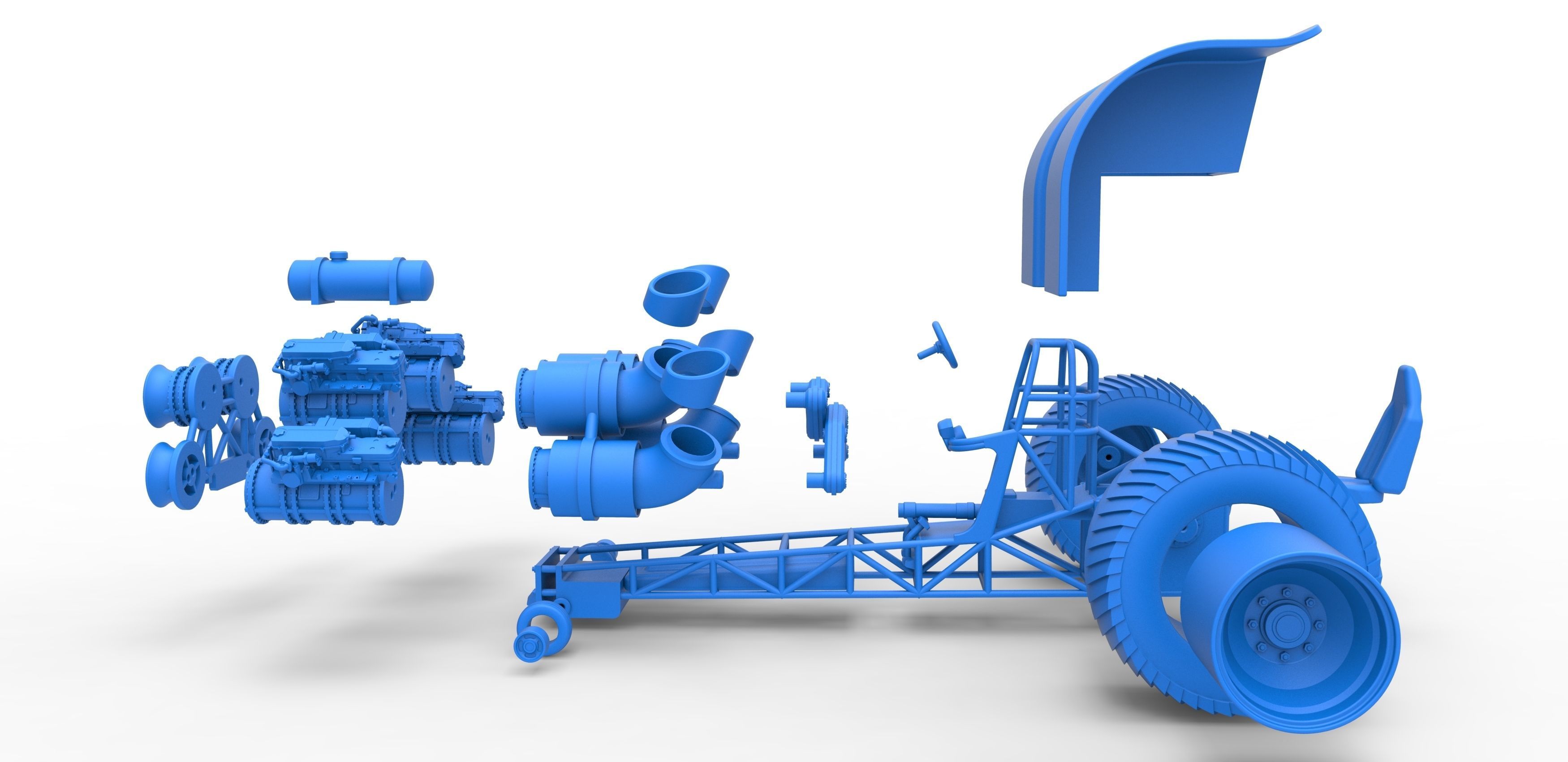 Pulling tractor with 4 jet engines Scale 1 to 25 3D print model_31