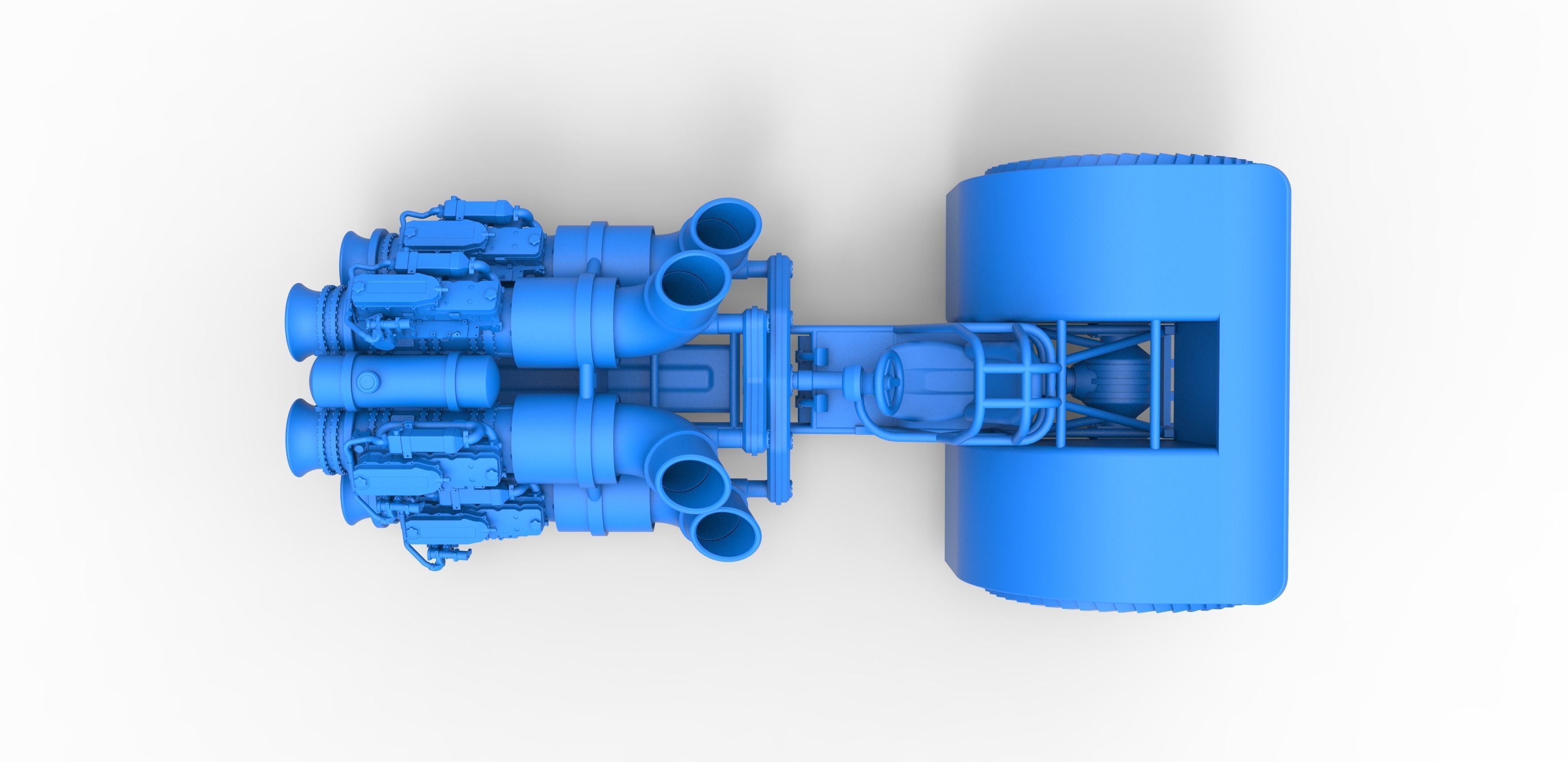 Pulling tractor with 4 jet engines Scale 1 to 25 3D print model_23