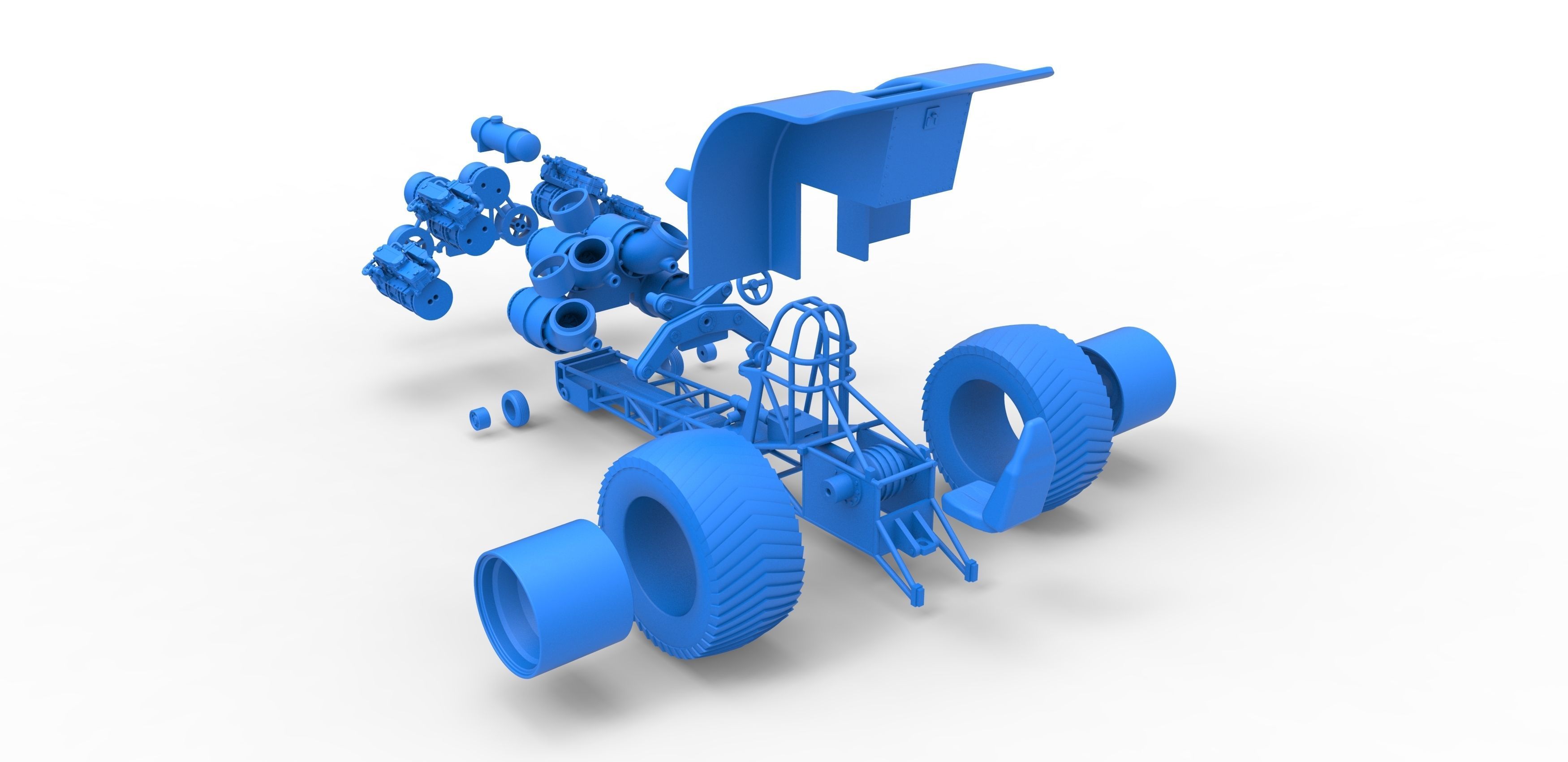Pulling tractor with 4 jet engines Scale 1 to 25 3D print model_33