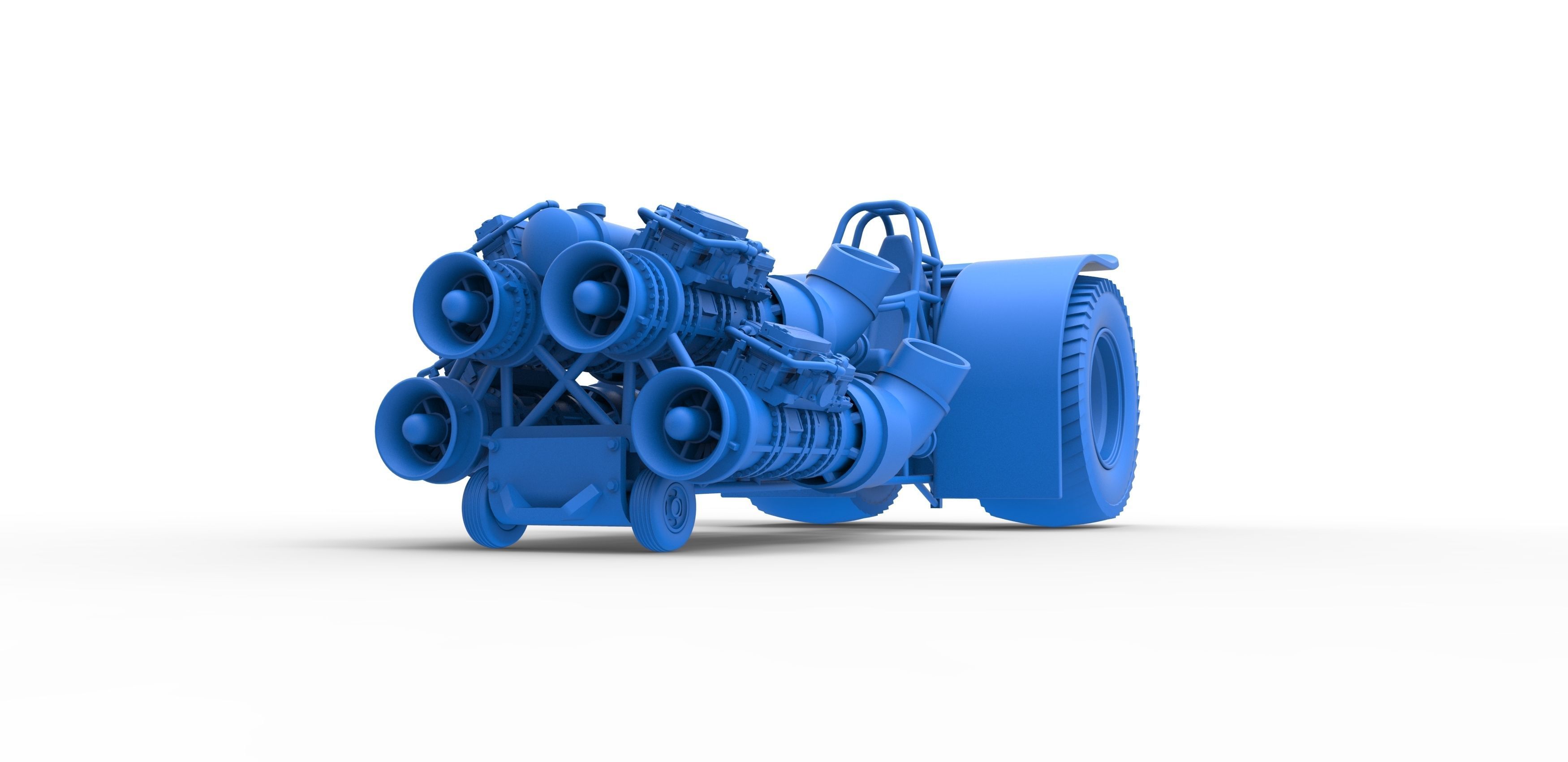 Pulling tractor with 4 jet engines Scale 1 to 25 3D print model_18