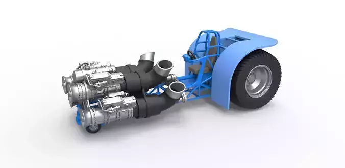 Pulling tractor with 4 jet engines Scale 1 to 25 3D print model