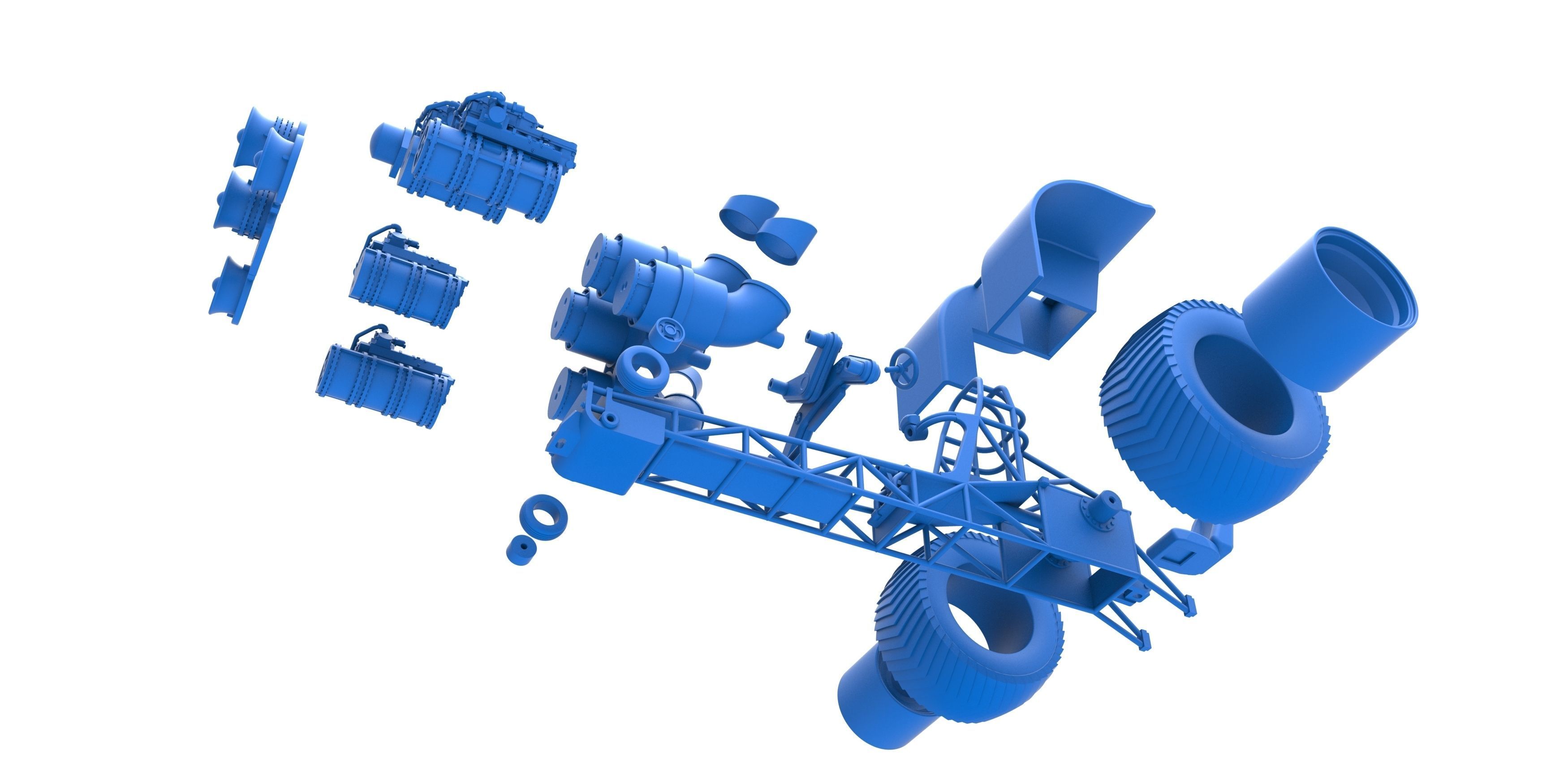 Pulling tractor with 4 jet engines Scale 1 to 25 3D print model_29