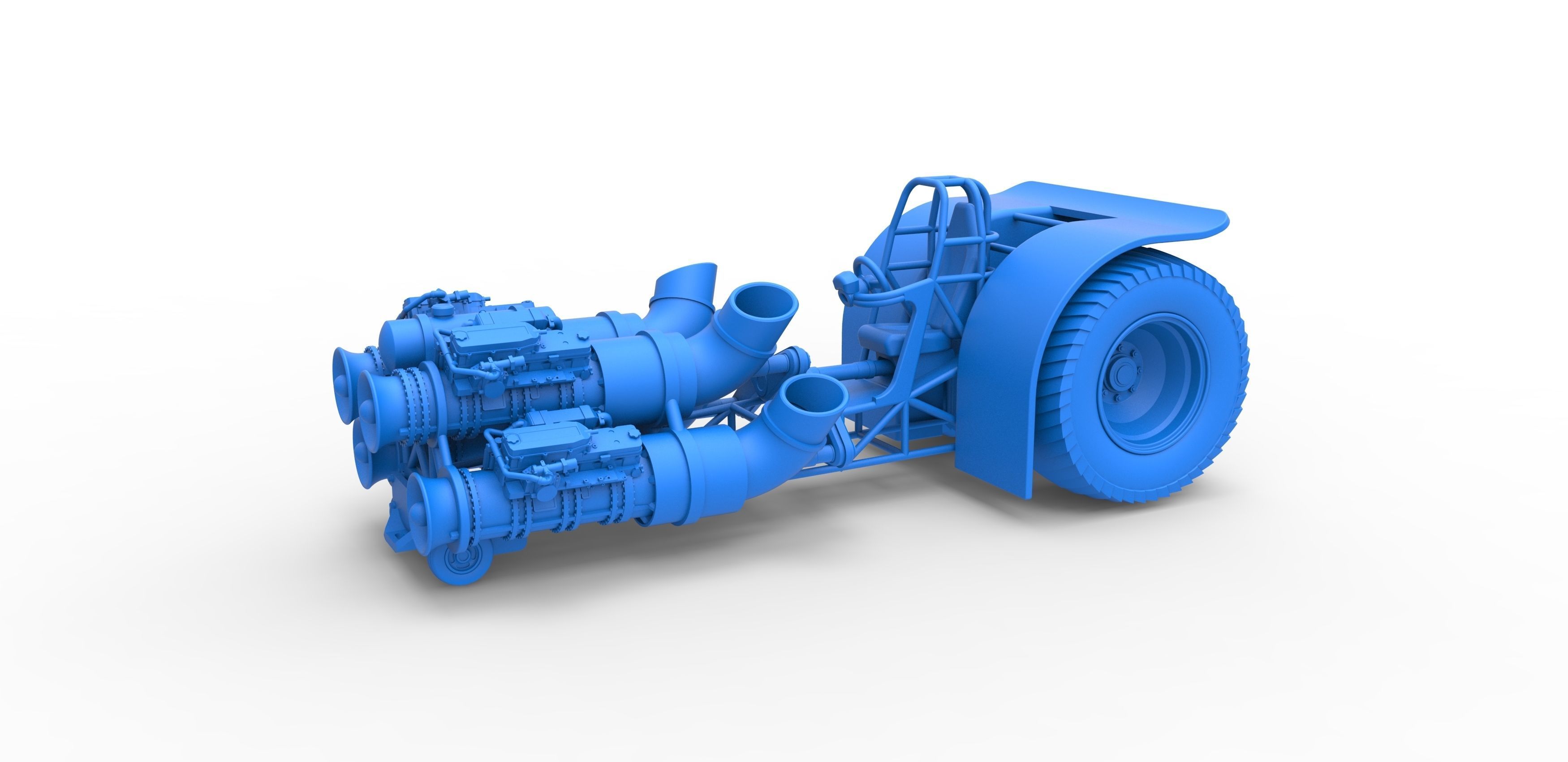 Pulling tractor with 4 jet engines Scale 1 to 25 3D print model_15
