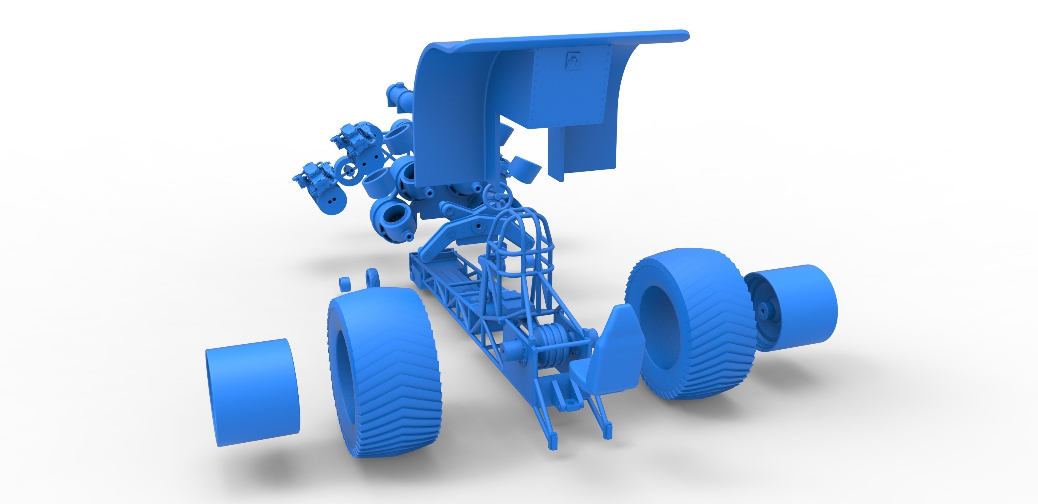 Pulling tractor with 4 jet engines Scale 1 to 25 3D print model_34