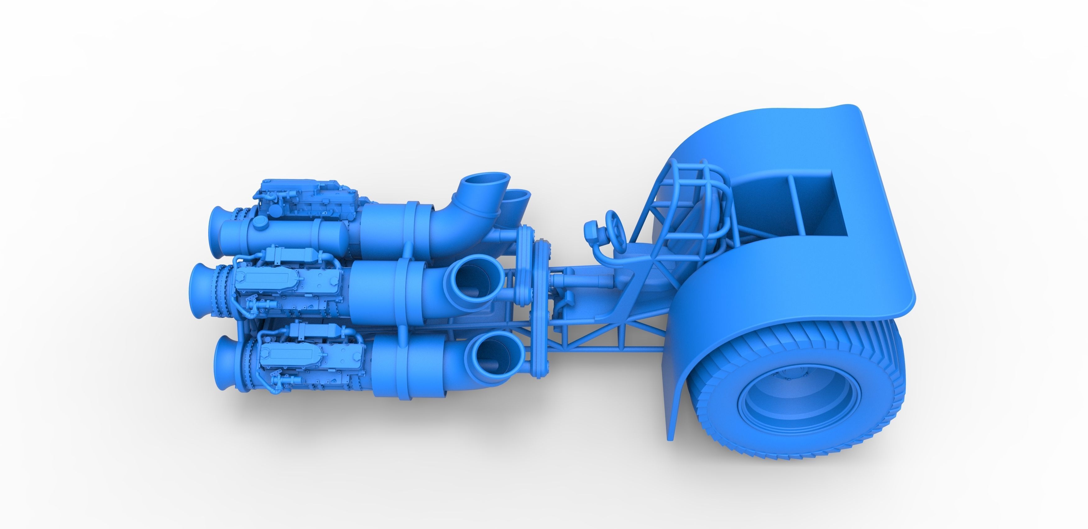 Pulling tractor with 4 jet engines Scale 1 to 25 3D print model_22