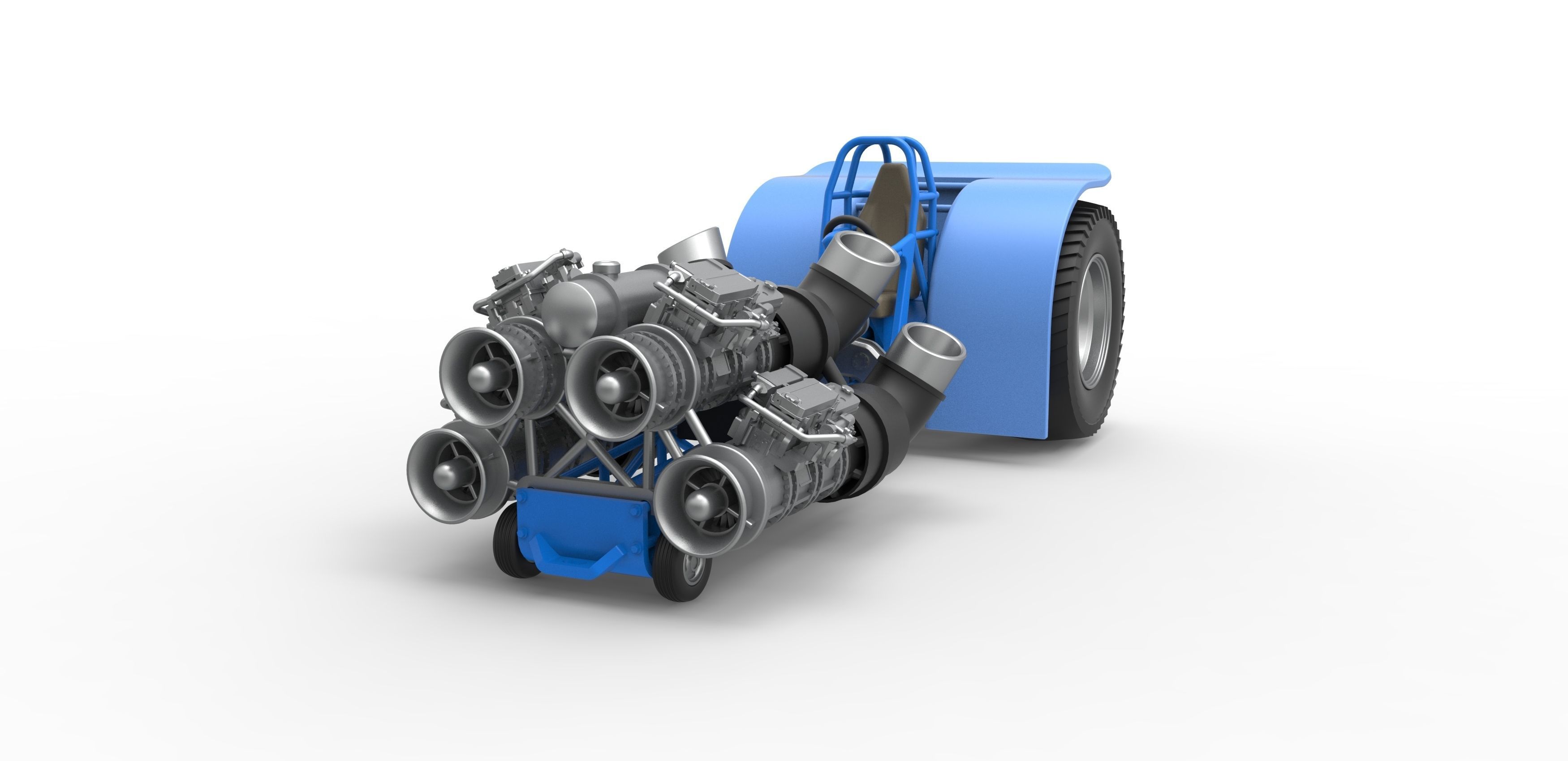 Pulling tractor with 4 jet engines Scale 1 to 25 3D print model_4