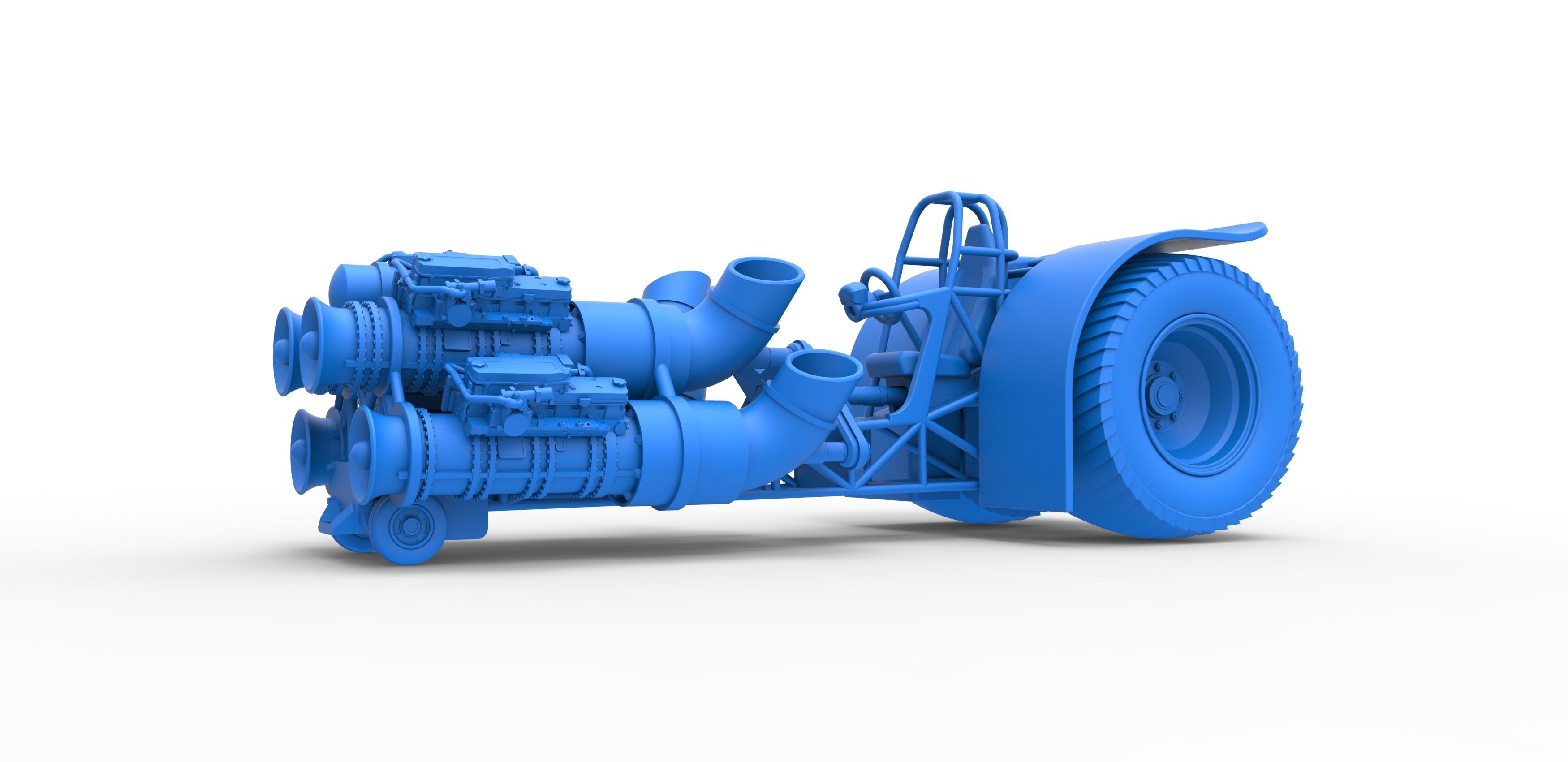 Pulling tractor with 4 jet engines Scale 1 to 25 3D print model_16