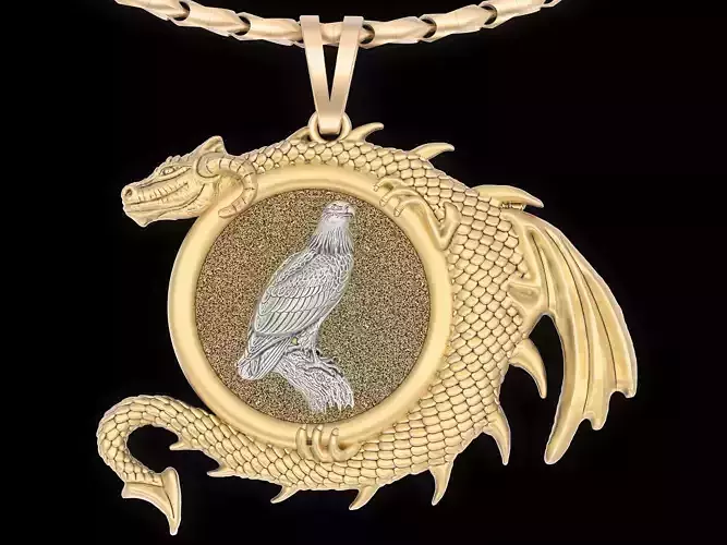Eagle dragon pendant jewelry Gold silver necklace