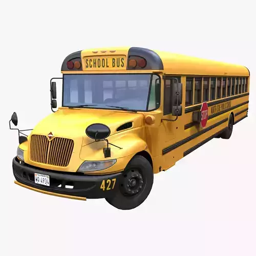International school bus Low-poly 3D model