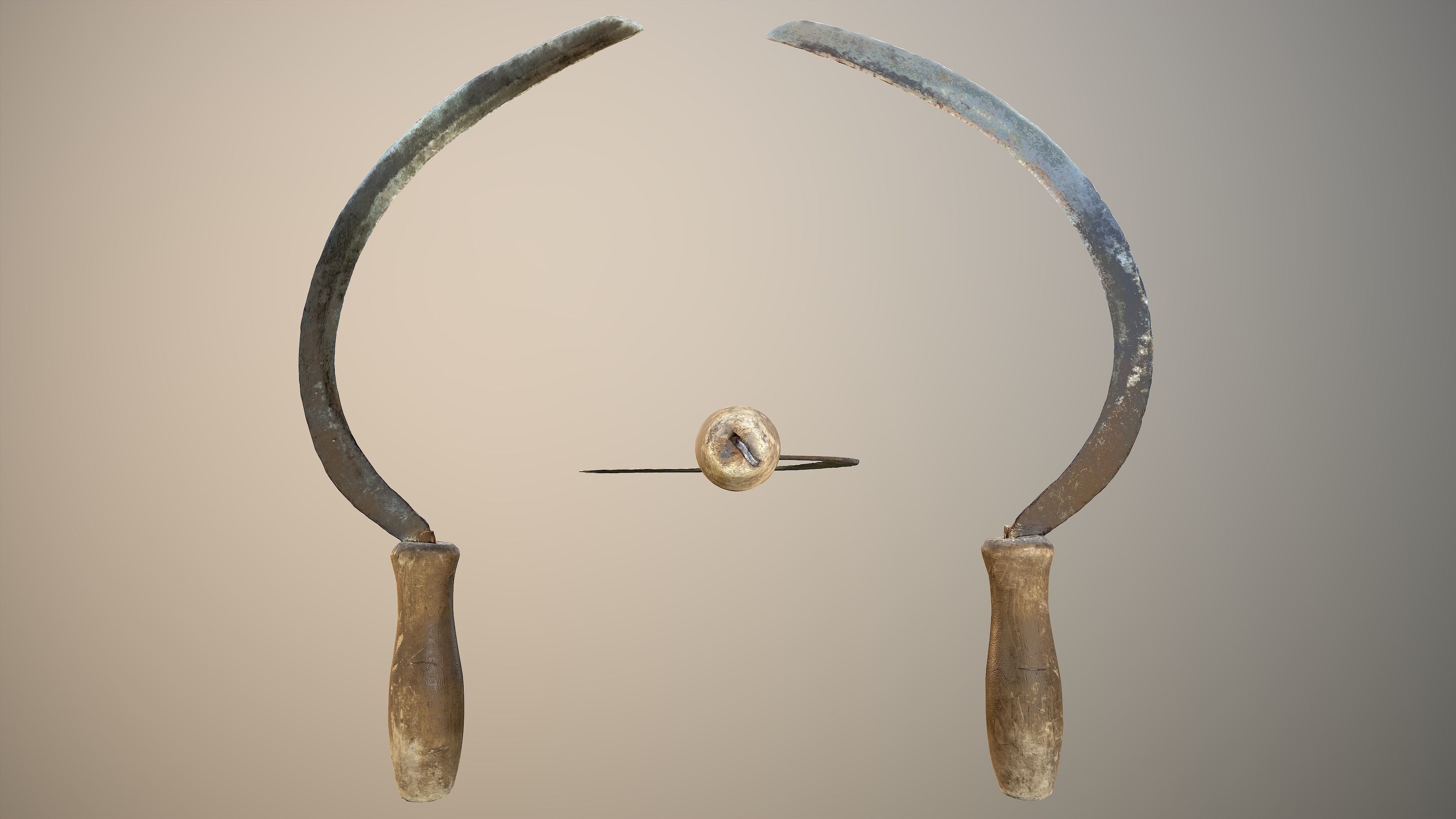 Old Sickle Low-poly 3D model_3