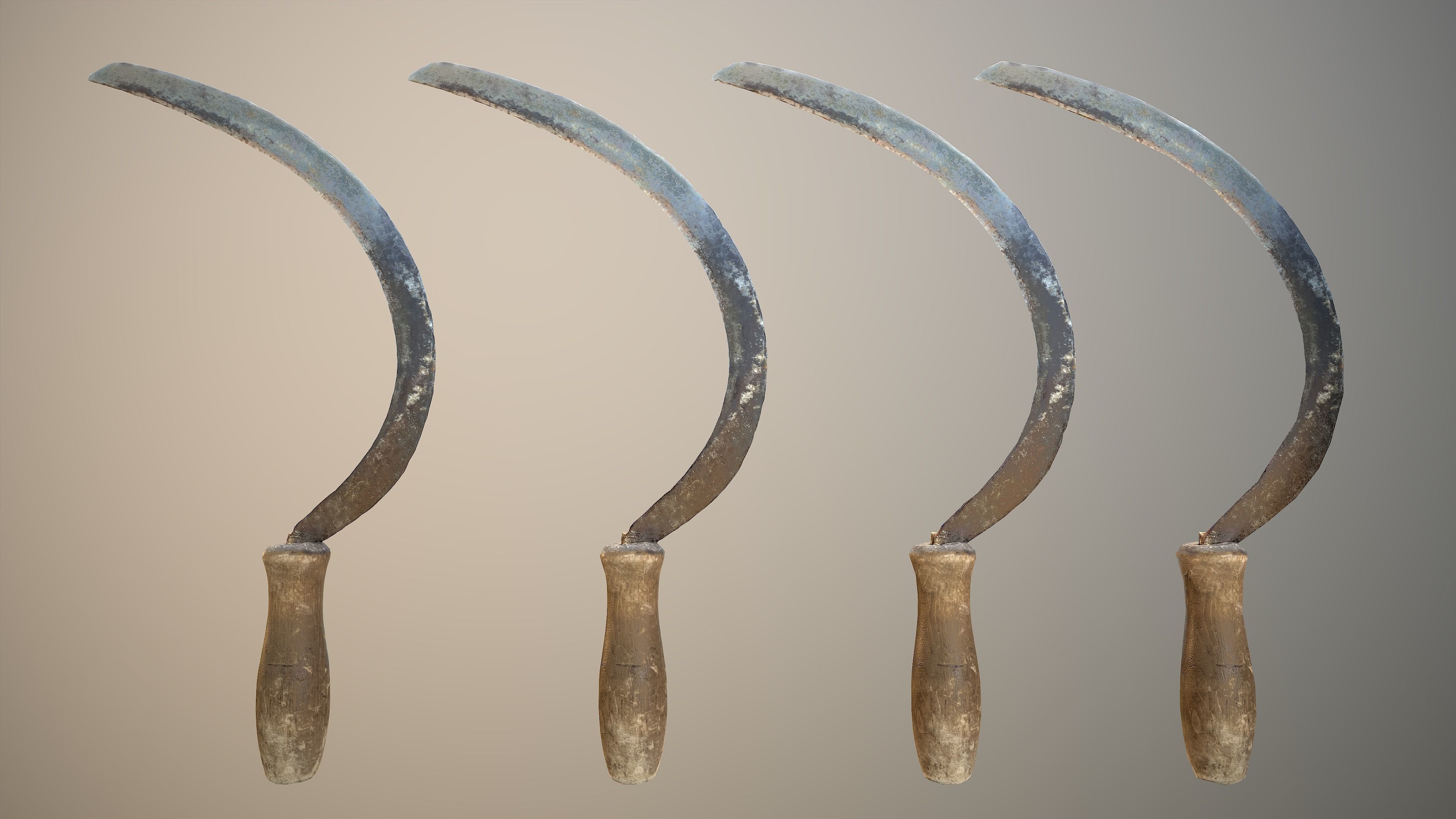 Old Sickle Low-poly 3D model_8