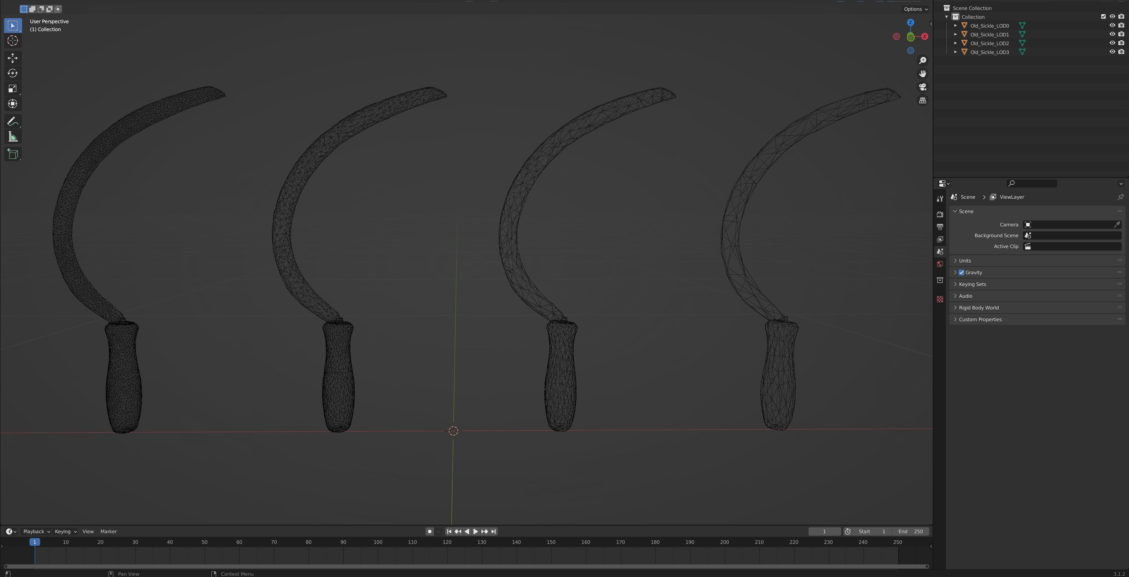 Old Sickle Low-poly 3D model_20
