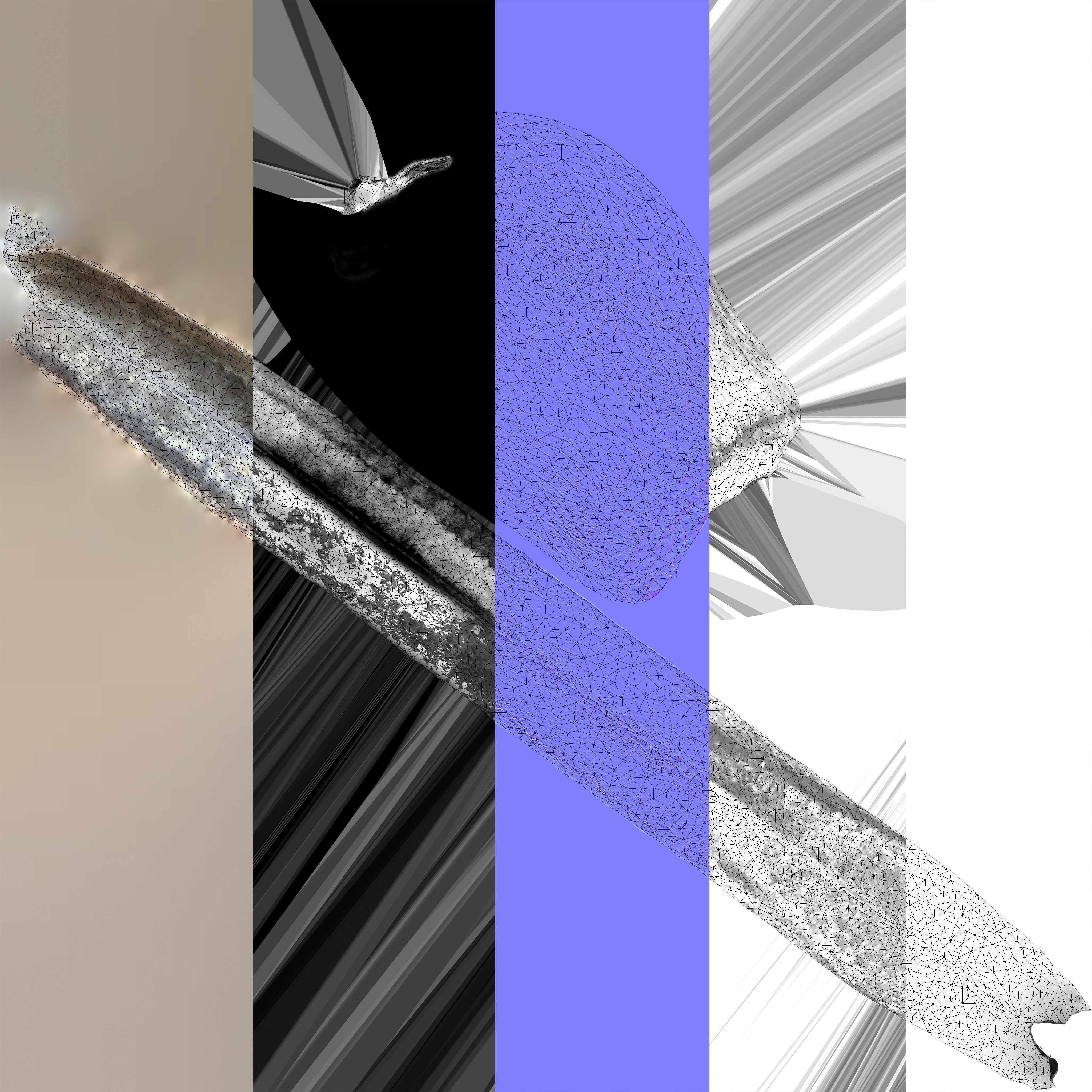 Old Sickle Low-poly 3D model_21