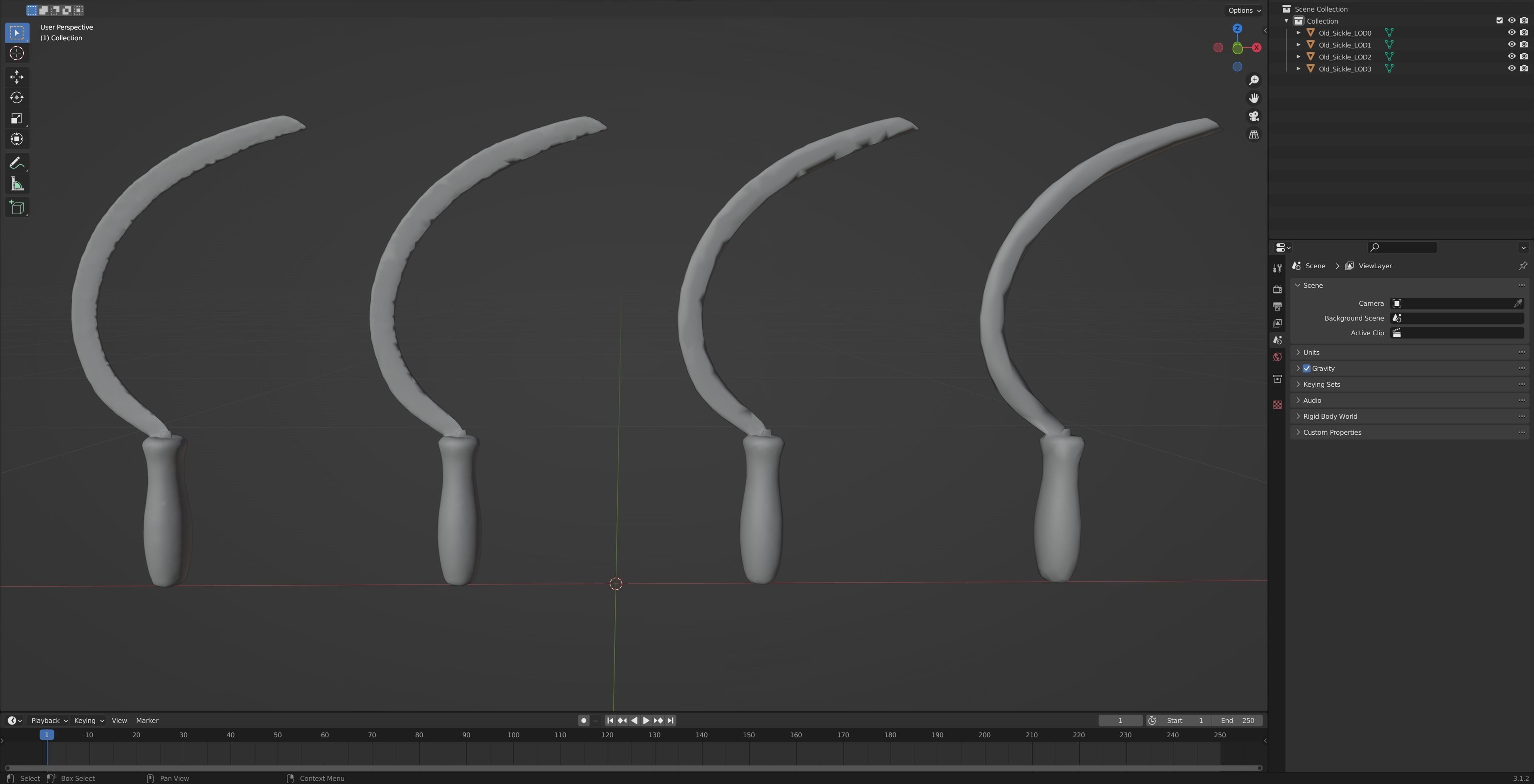 Old Sickle Low-poly 3D model_19