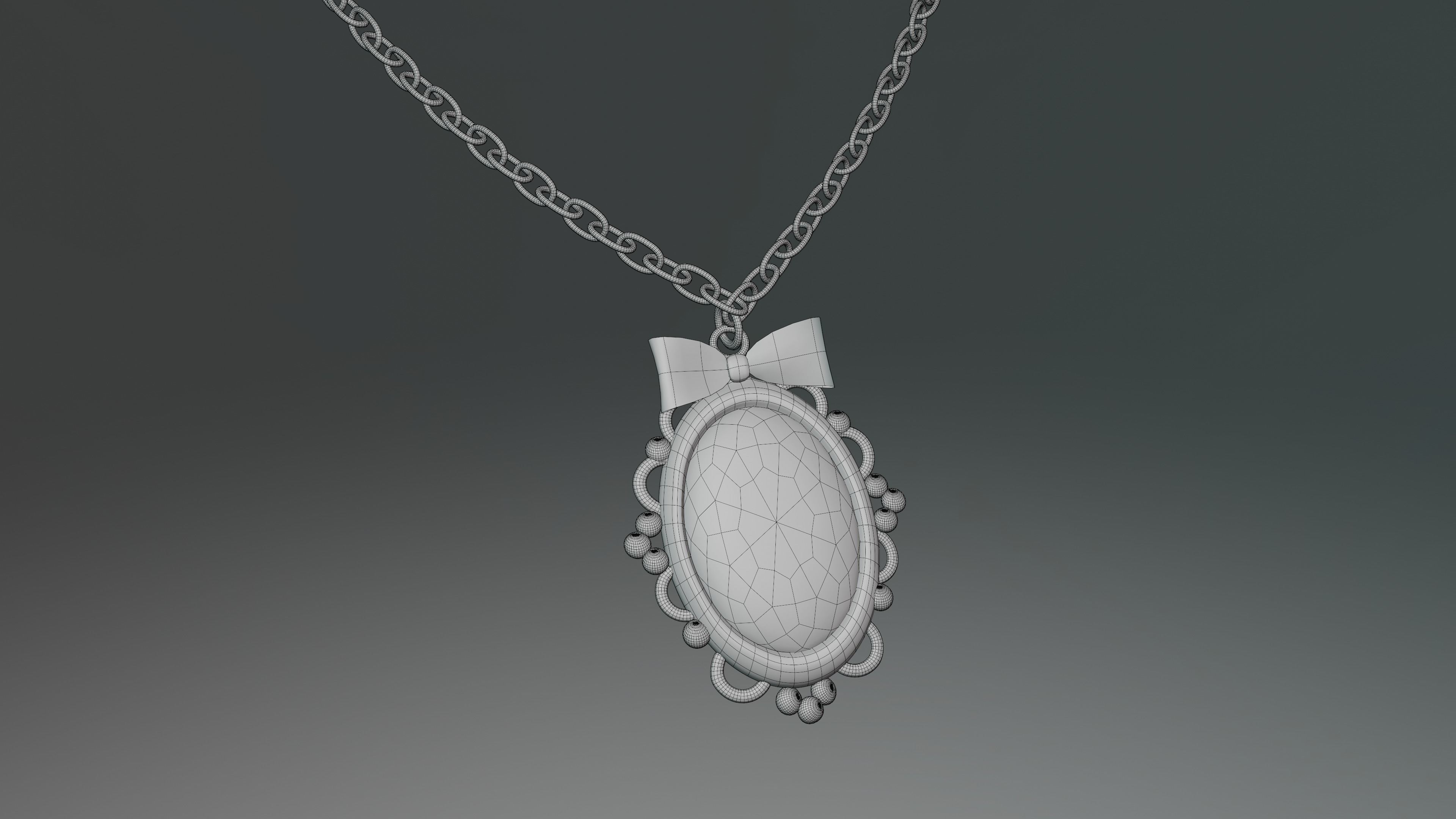 Black Victorian Necklace  3D model_2