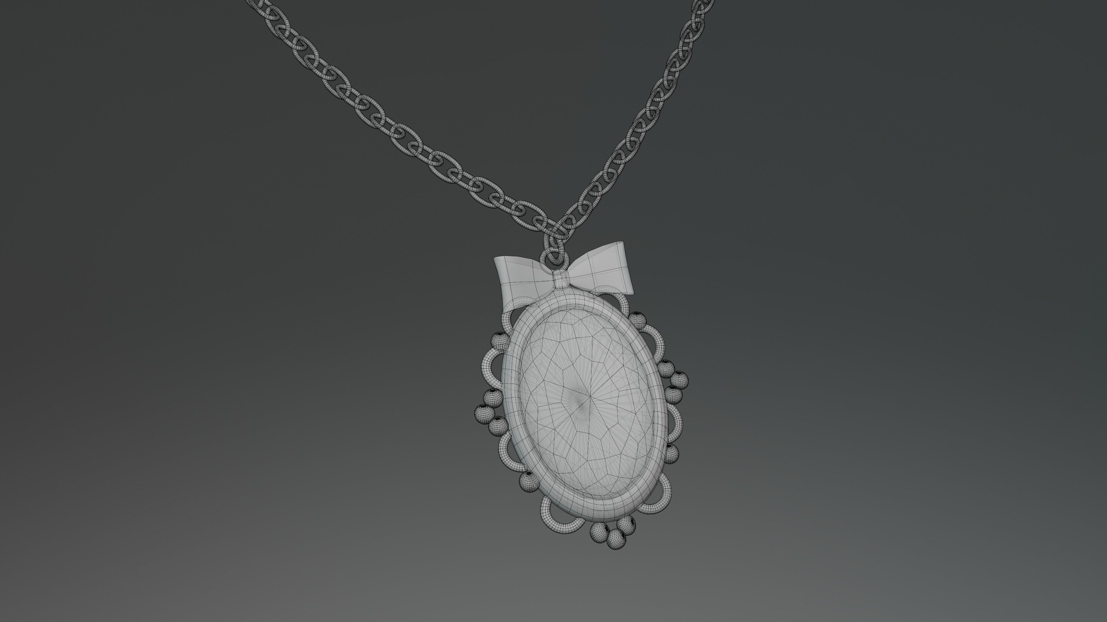 Black Victorian Necklace  3D model_3