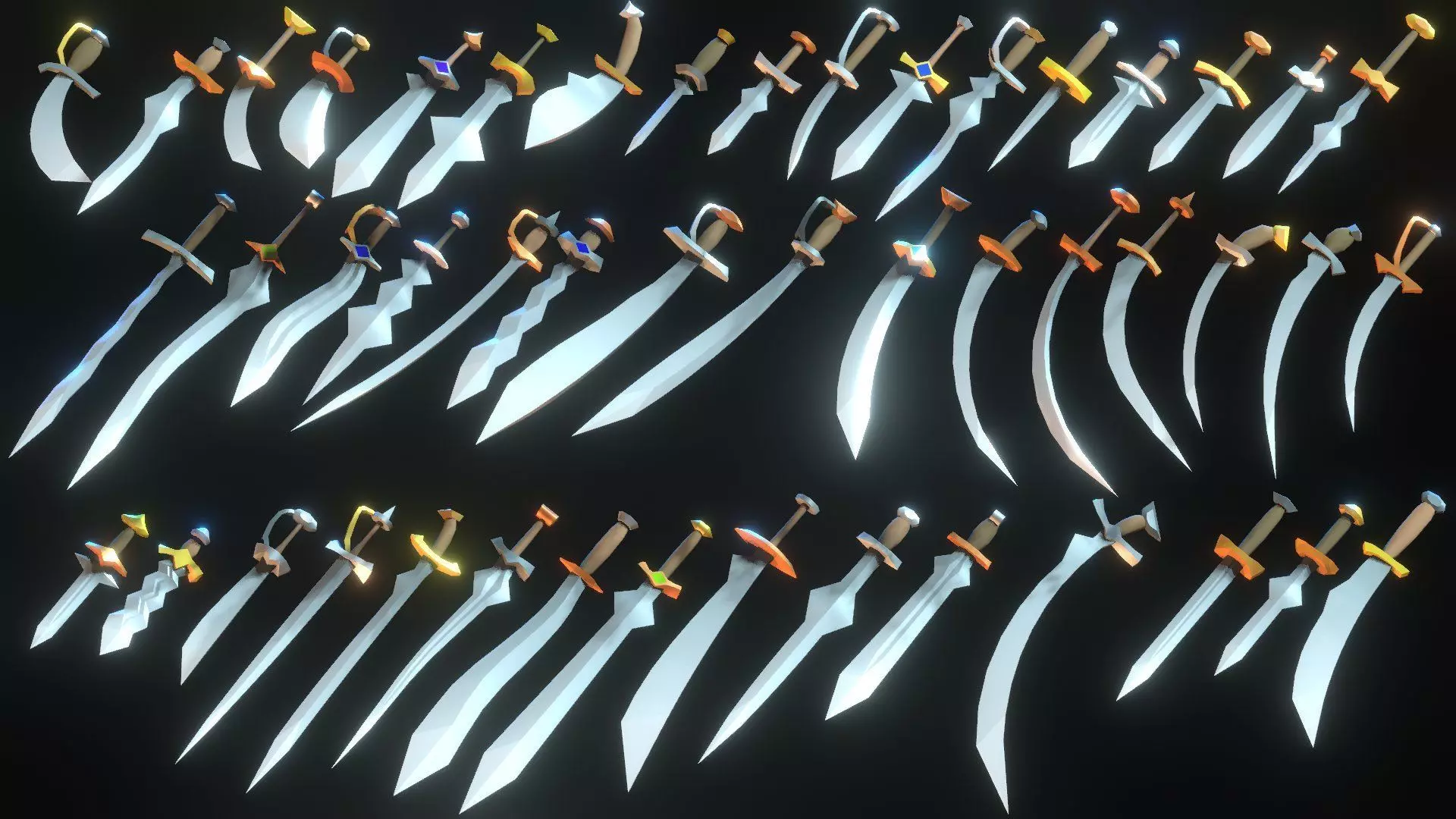 50 Lowpoly 3D Swords CC0 Free low-poly 3D model
