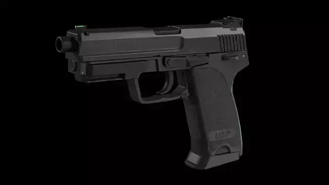 HK USP Game-Rady asset Low-poly 3D model