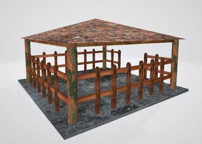 Pavilions wooden gazebo with roof Free 3D model