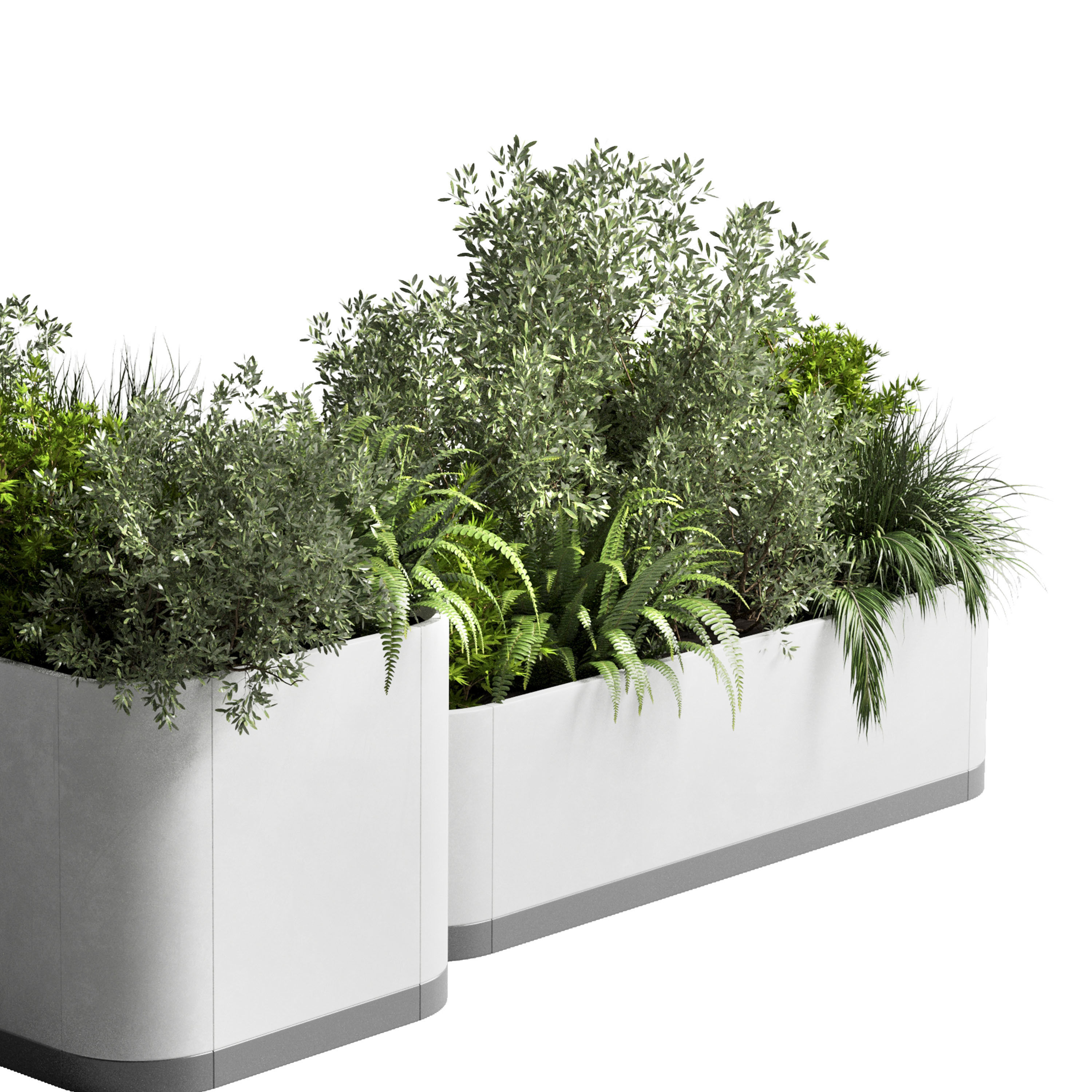 stand plant box Indoor plant concrete vase pot fern grass 3D model_2