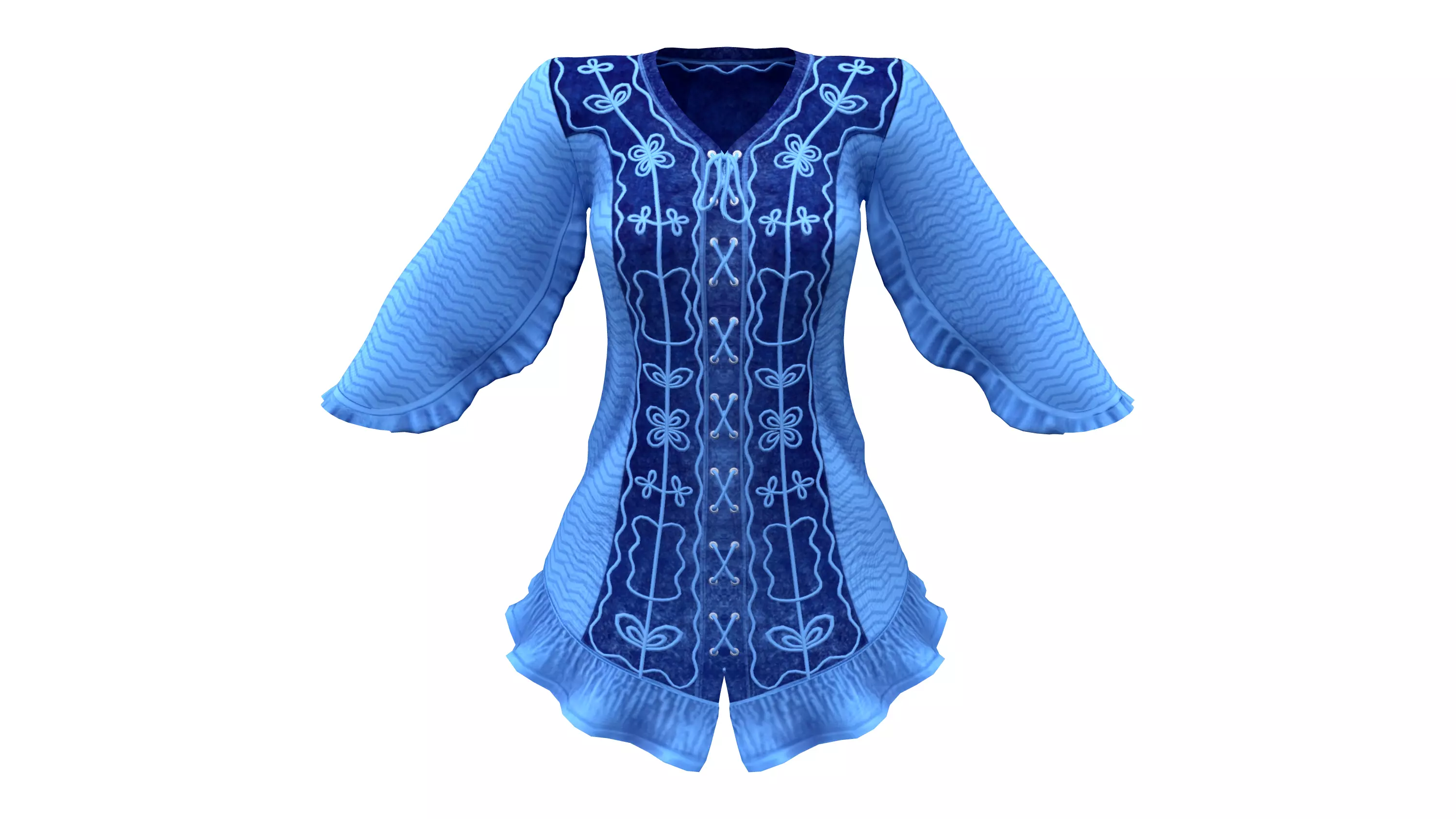 Historic Traditional Lace Up Pirate Tunic Top Low-poly 3D model
