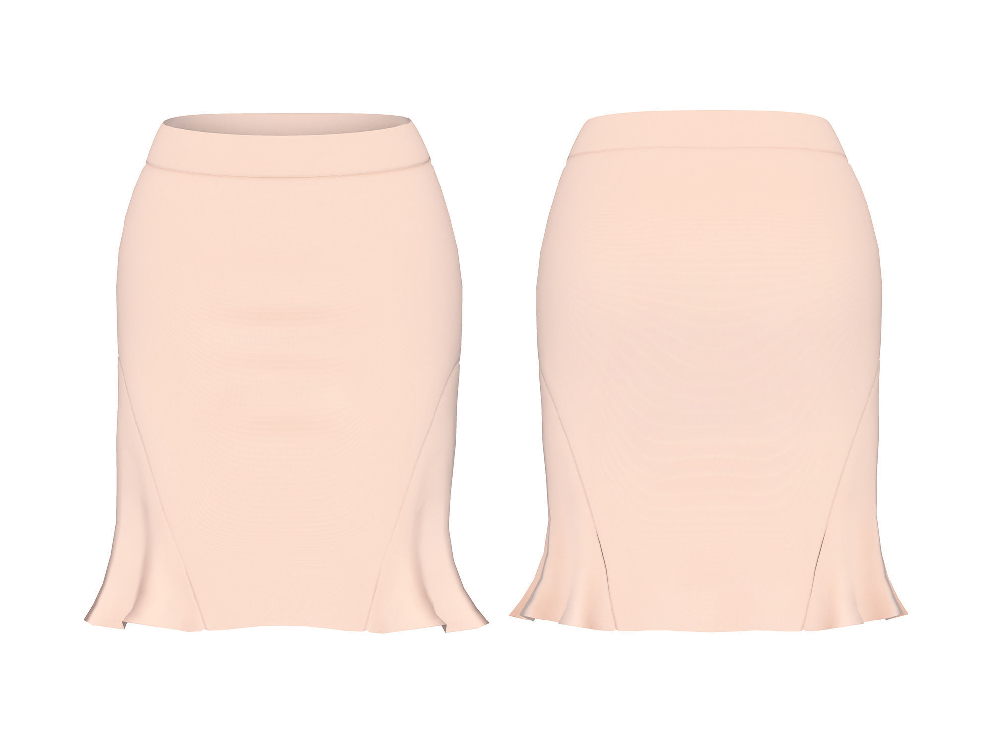 Womens Elegant Skirt Outfit Low-poly 3D model_4