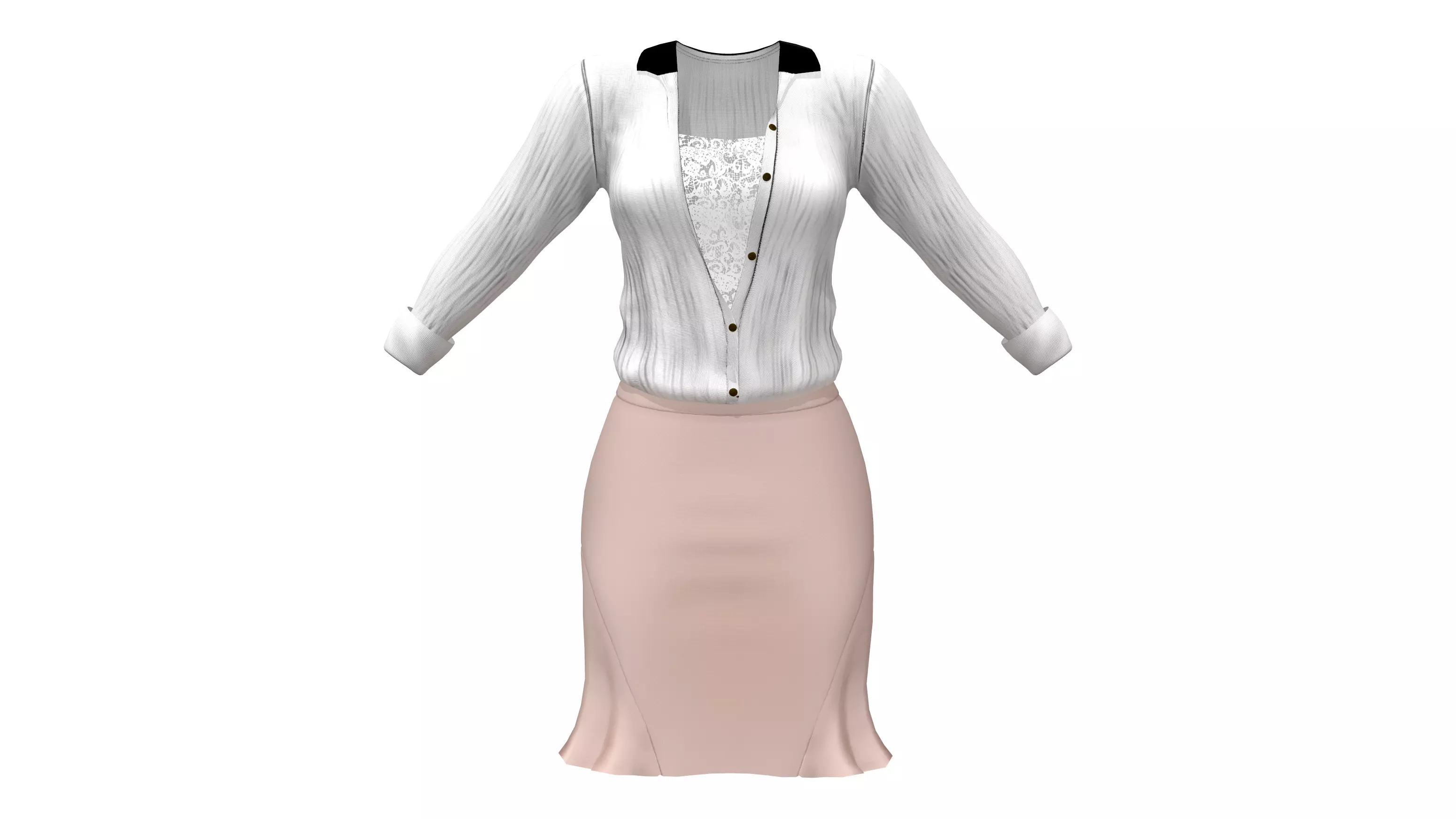 Womens Elegant Skirt Outfit Low-poly 3D model_0