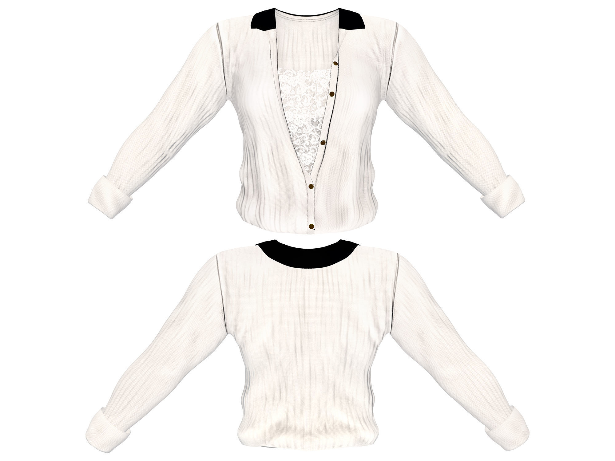 Womens Elegant Skirt Outfit Low-poly 3D model_3