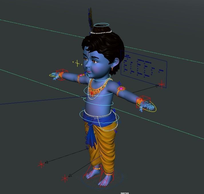 Baby Krishan Semi-Realistic Cartoon Advance Rig Tex with IK FK  3D model_7