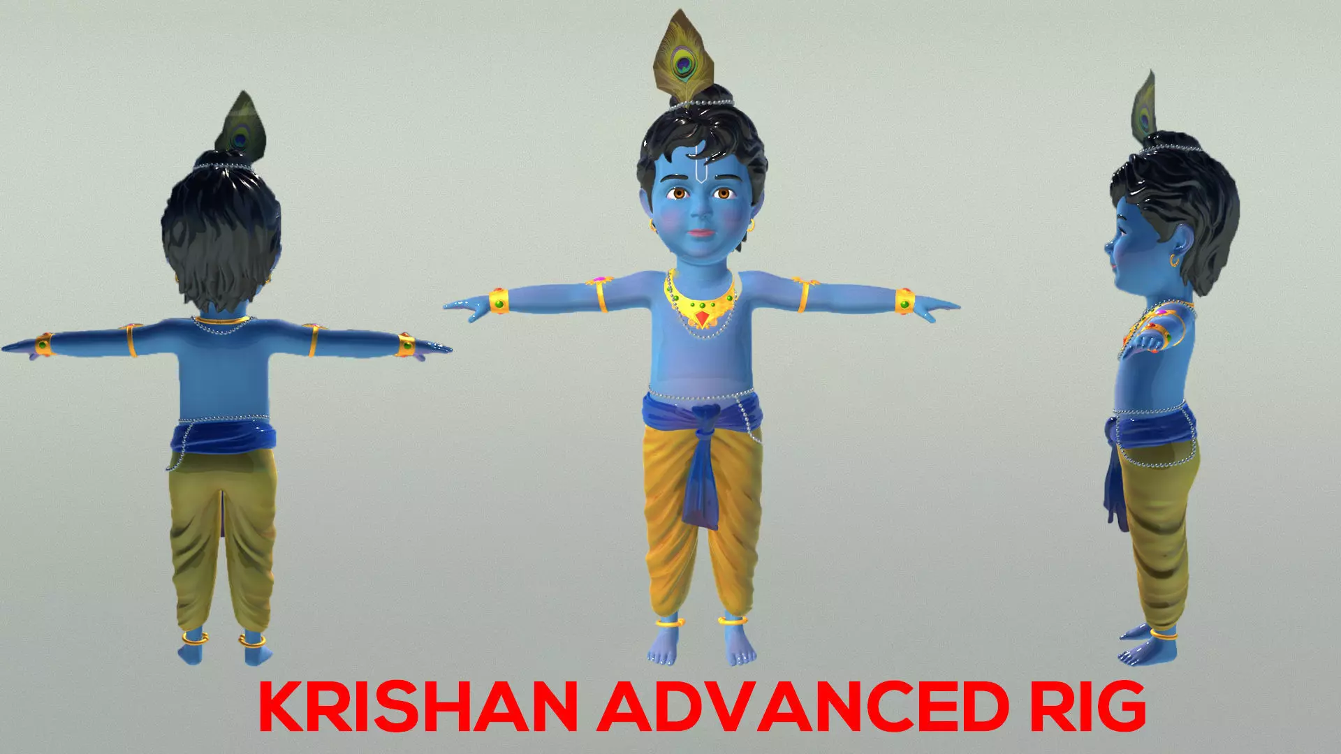 Baby Krishan Semi-Realistic Cartoon Advance Rig Tex with IK FK  3D model_0