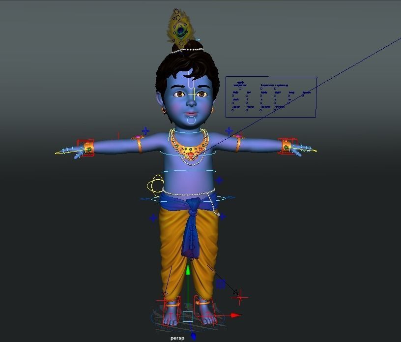 Baby Krishan Semi-Realistic Cartoon Advance Rig Tex with IK FK  3D model_5