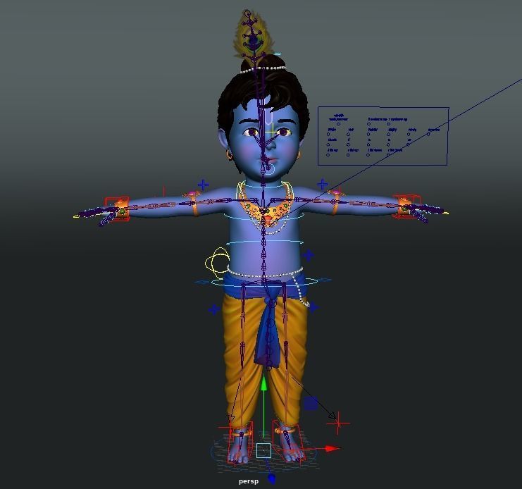 Baby Krishan Semi-Realistic Cartoon Advance Rig Tex with IK FK  3D model_4