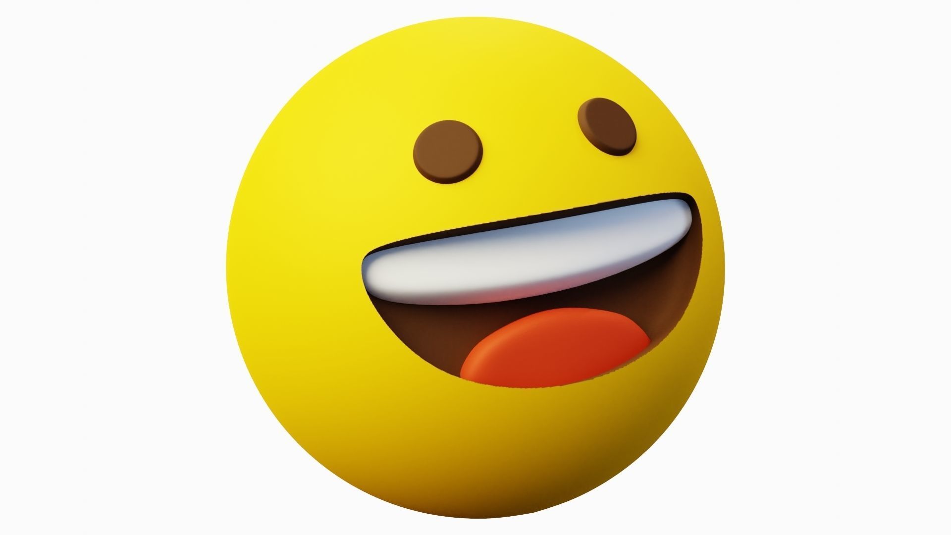 Smile or Happy yellow ball Emoticon Emoji or Smiley 3D model_2