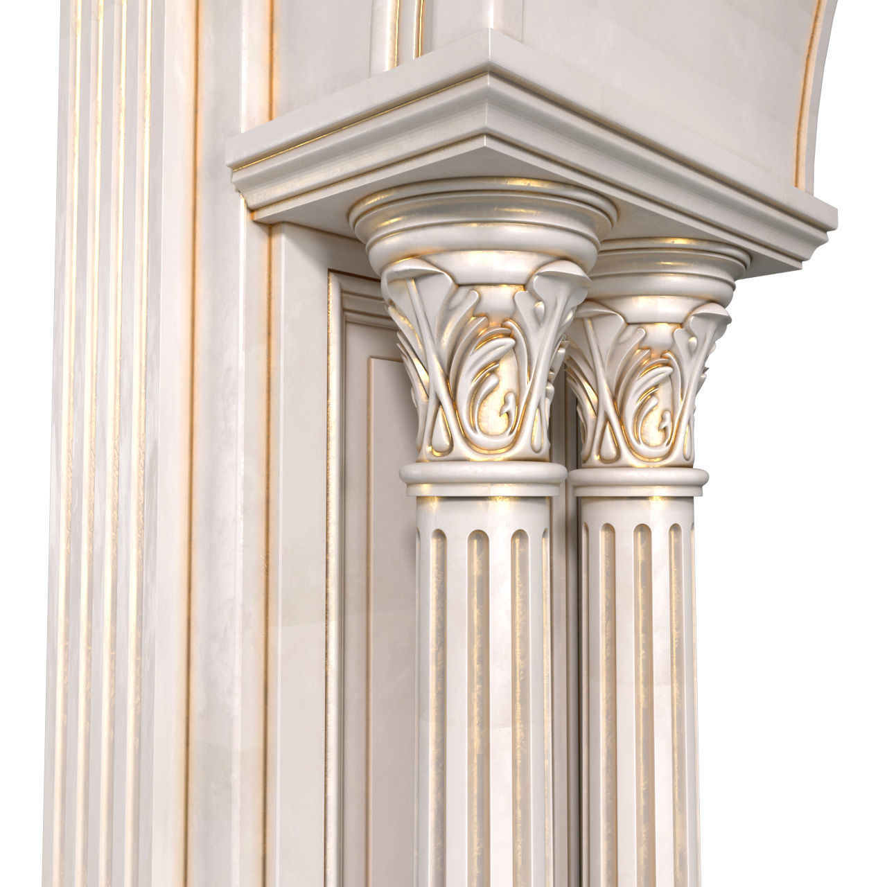 Arched interior doorway in a classic style 3D model_3