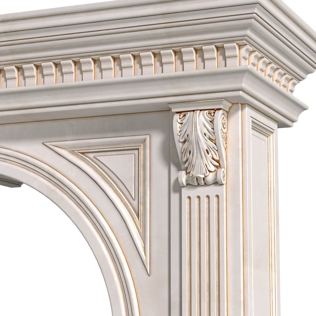 Arched interior doorway in a classic style 3D model_2