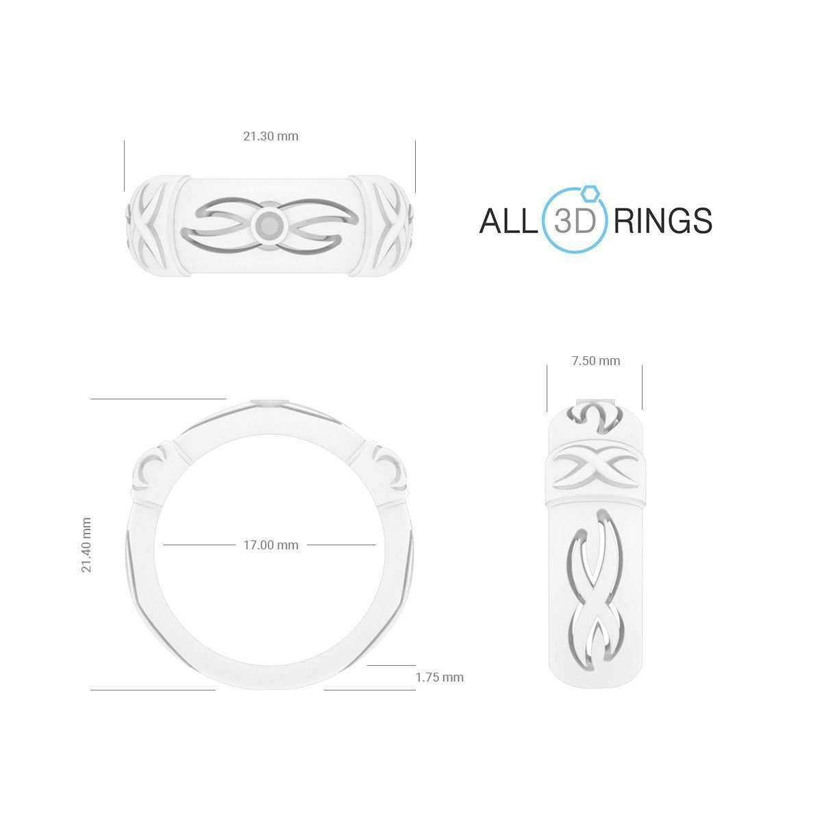 Wedding ring with a simple pattern Free 3D print model_1