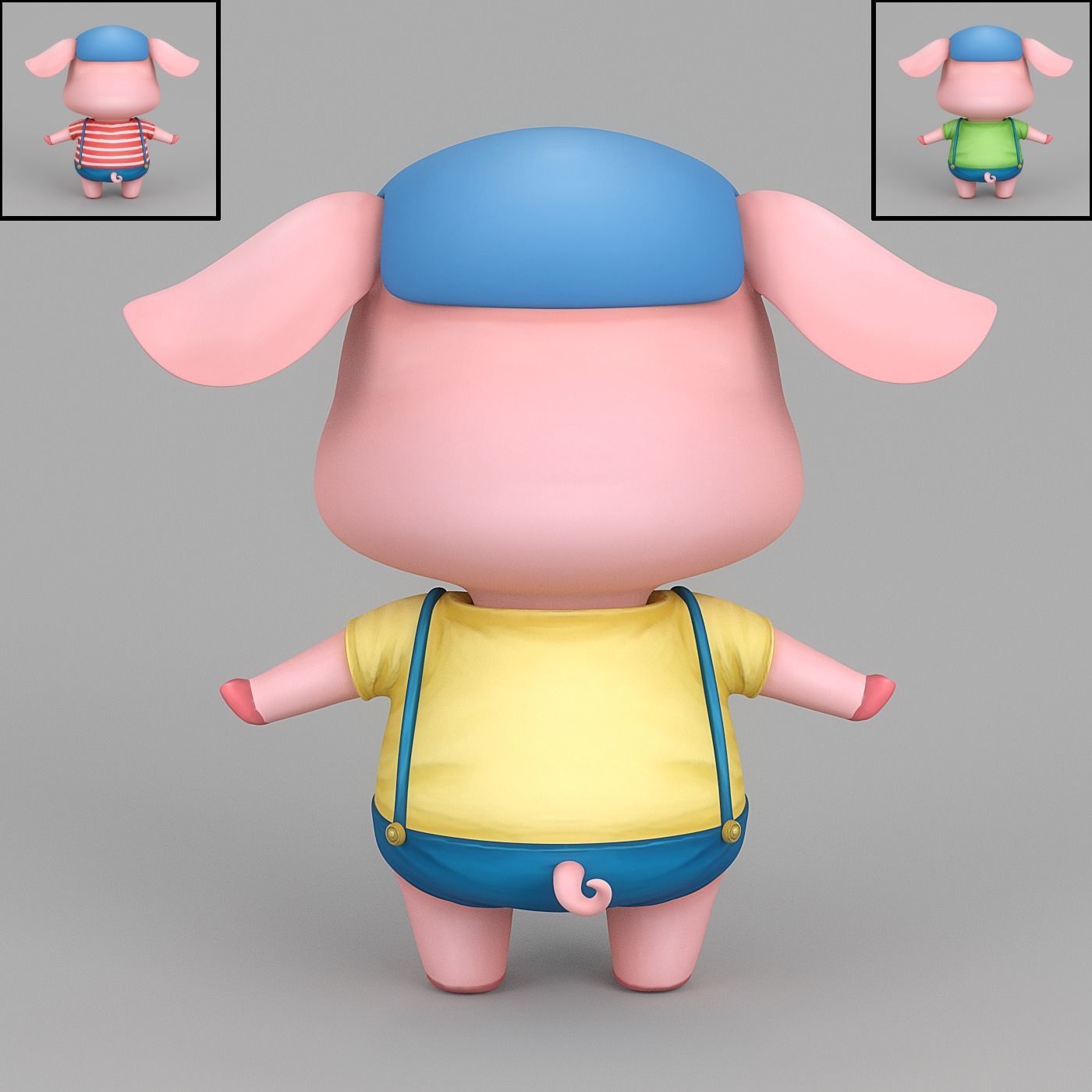 cartoon Pig Low-poly 3D model_3