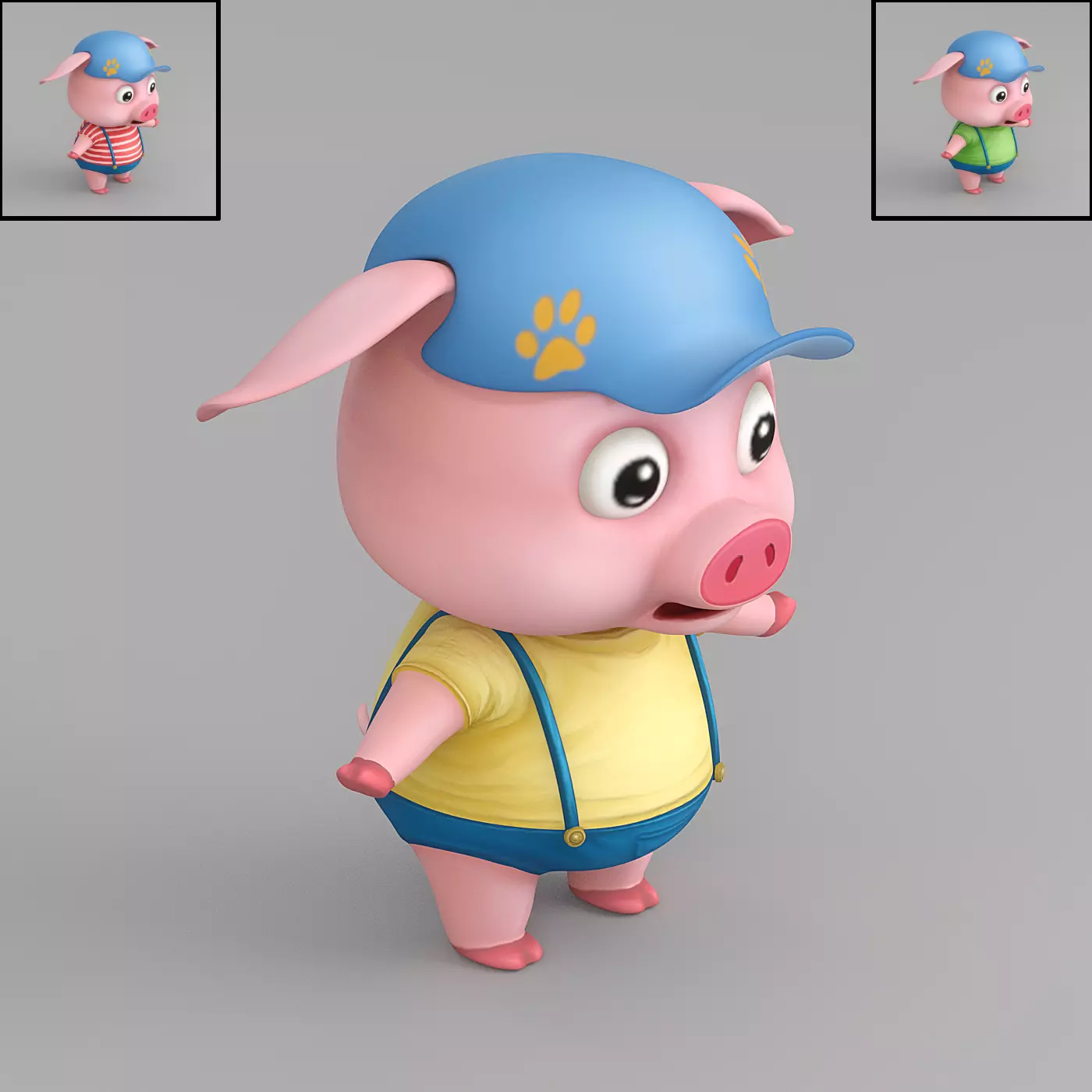 cartoon Pig Low-poly 3D model_0