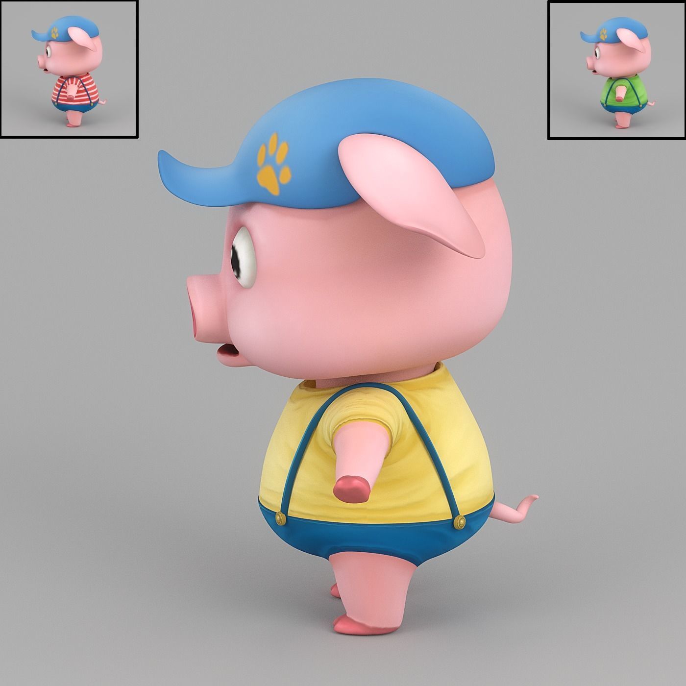 cartoon Pig Low-poly 3D model_4