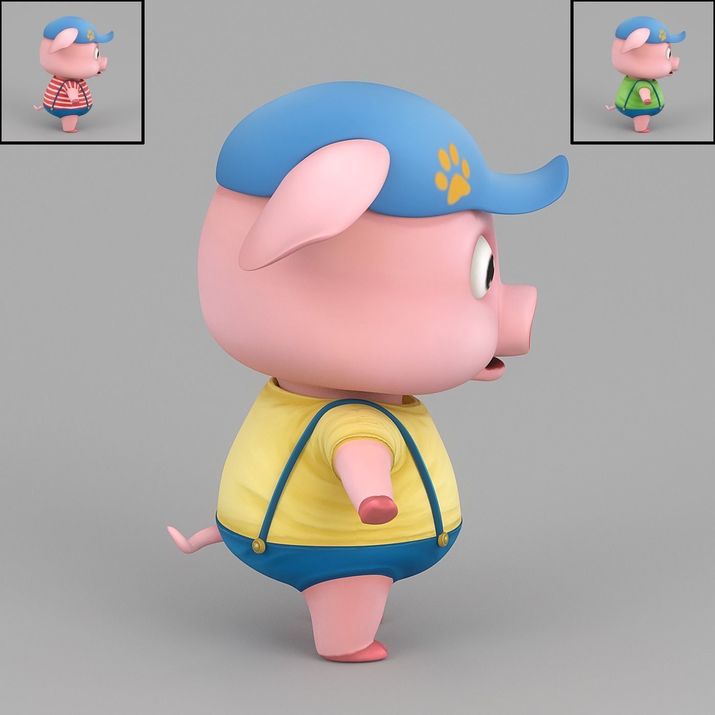 cartoon Pig Low-poly 3D model_2