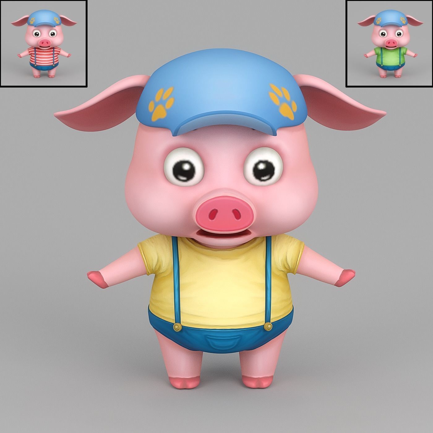 cartoon Pig Low-poly 3D model_1