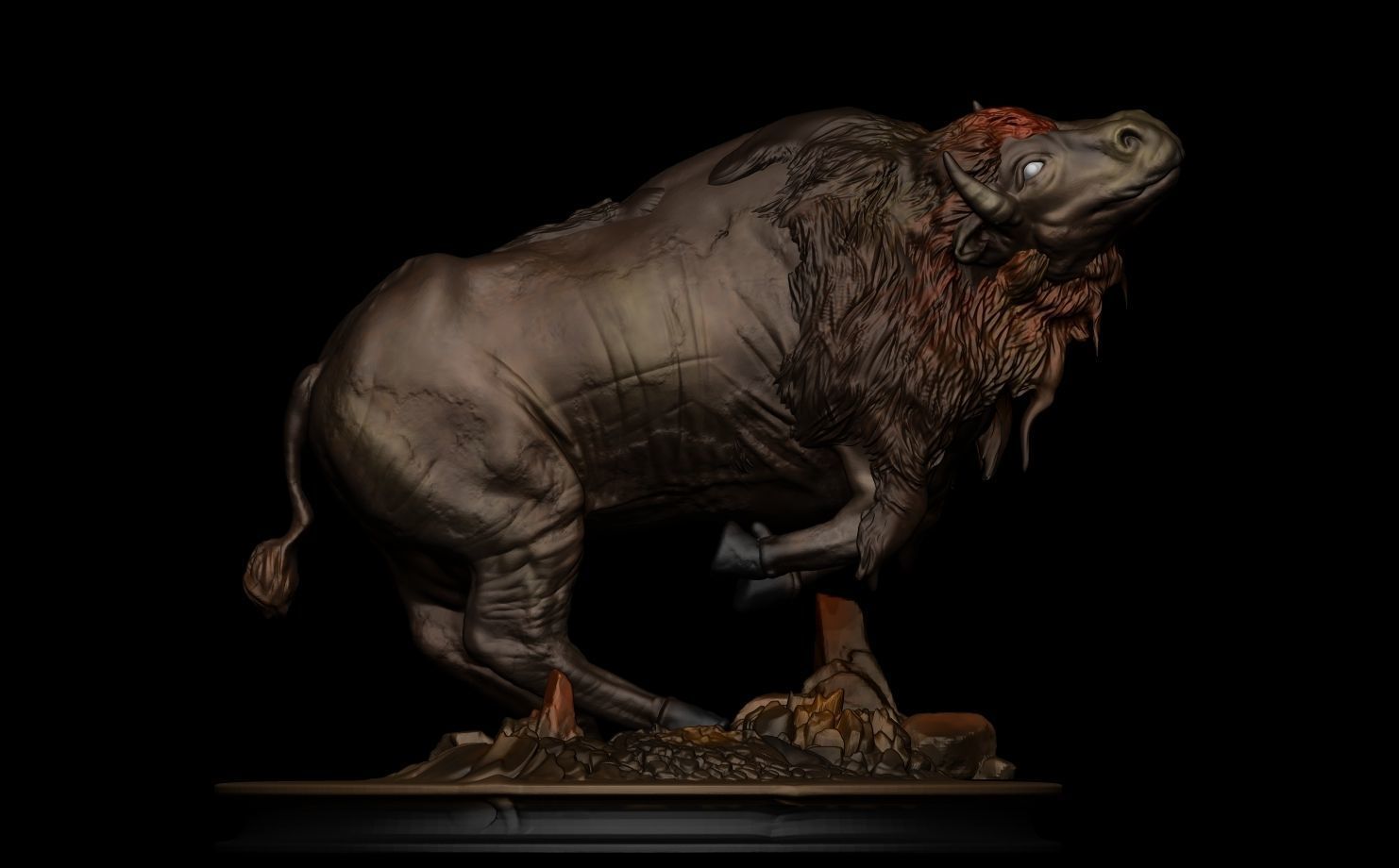 Raging Bison  3D print model_3