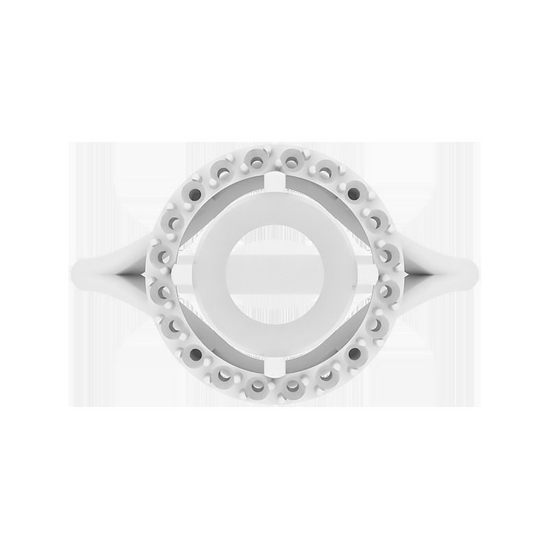 Ring with a round stone in the center 3D print model_2