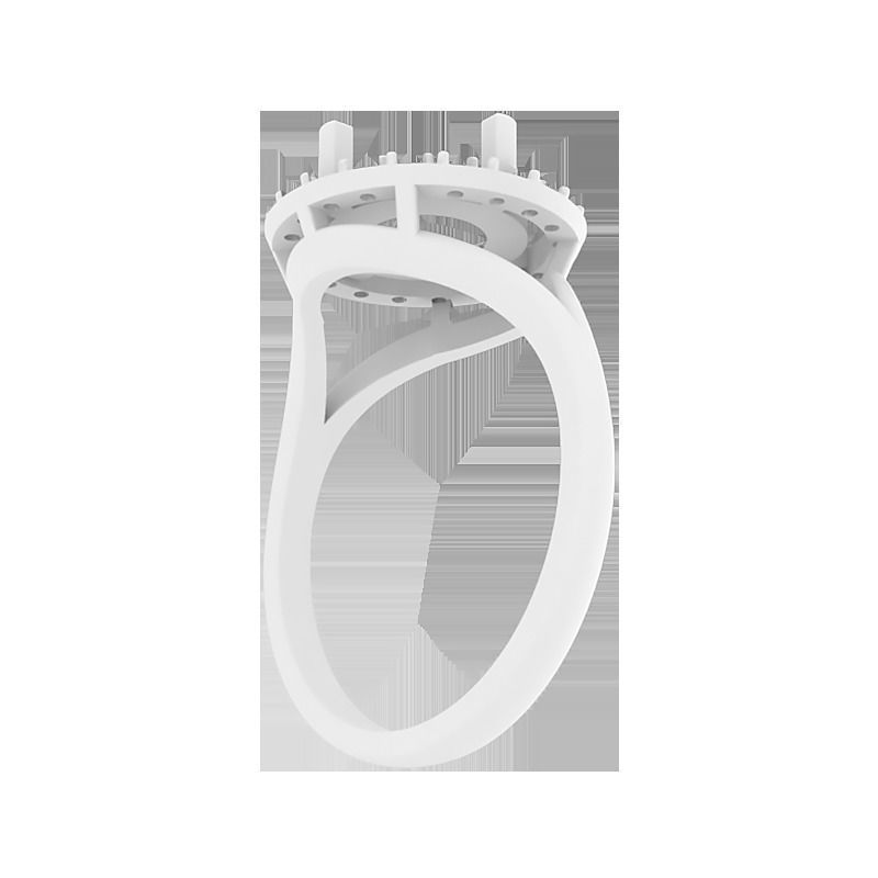 Ring with a round stone in the center 3D print model_5
