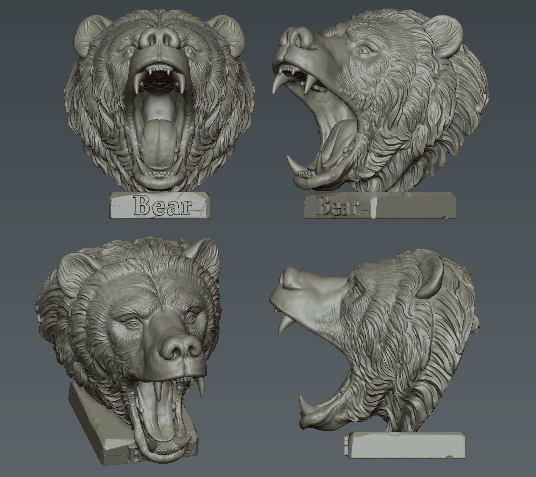 Bear Head 3D print model_4