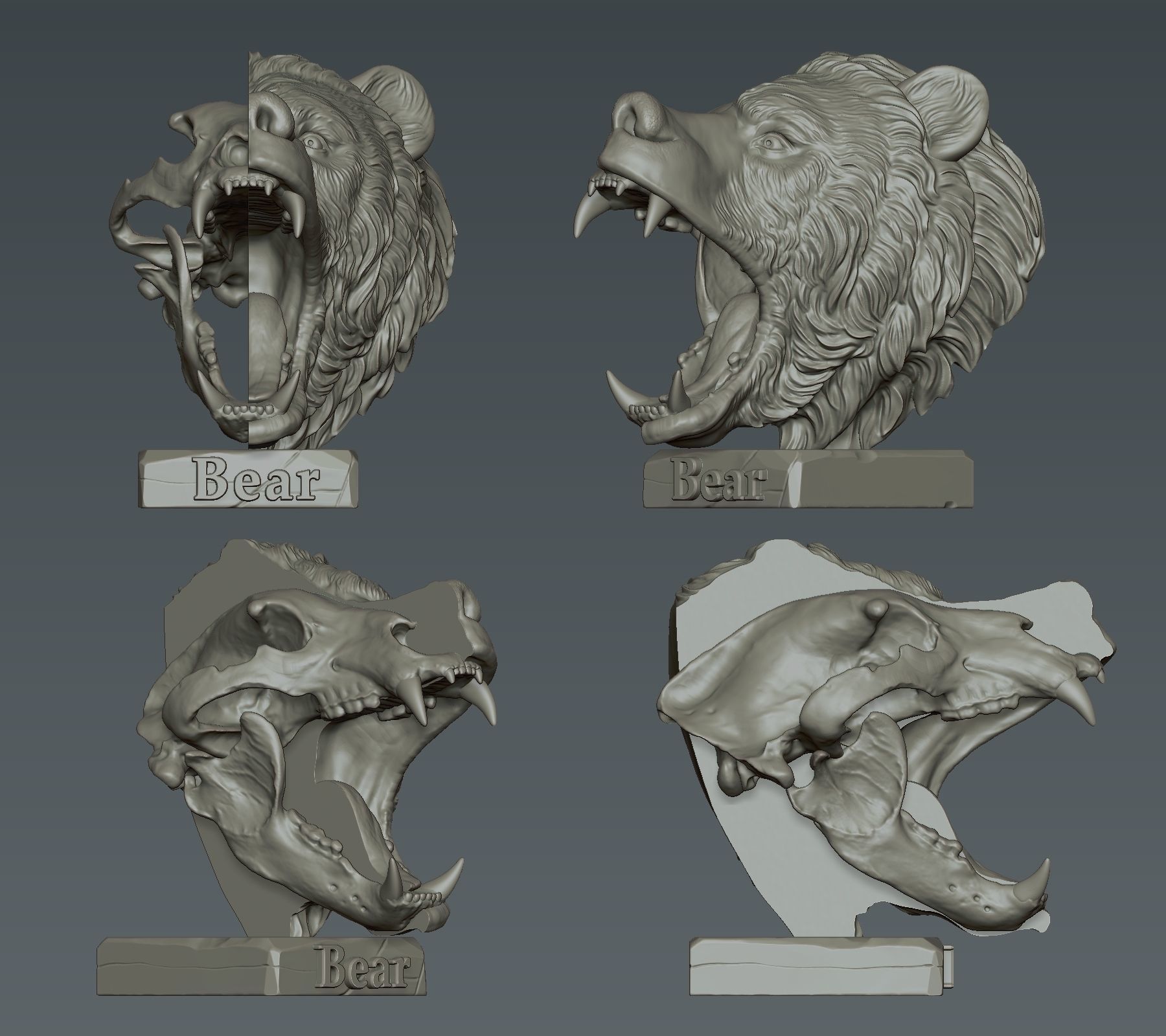 Bear Head 3D print model_5