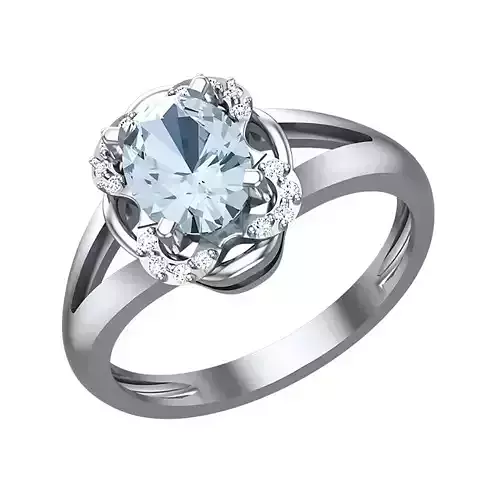 Ring with oval and diamonds