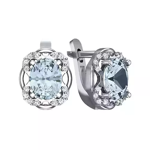 Earring with oval and diamonds 