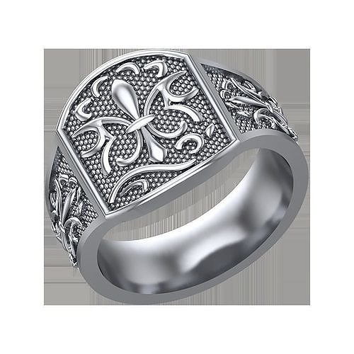 Biker flat patterned ring 3D print model